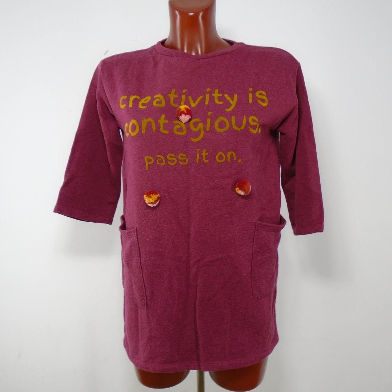 Zara Women's T-Shirt Zara. Bordeaux. XS. Used. Satisfactory Size XS / US 0-2 / IT 36-38 - 3 Thumbnail