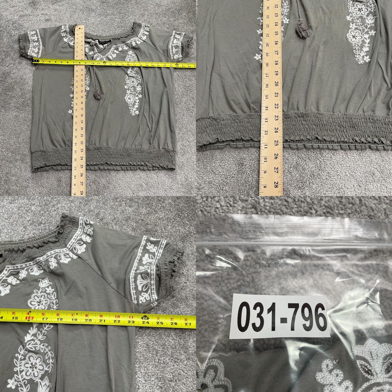 Vintage VINTAGE INC International Concepts Womens Blouse Shirt Short Sleeve 1X Gray Bohemian Casual Size XL / US 12-14 / IT 48-50 - 8 Thumbnail