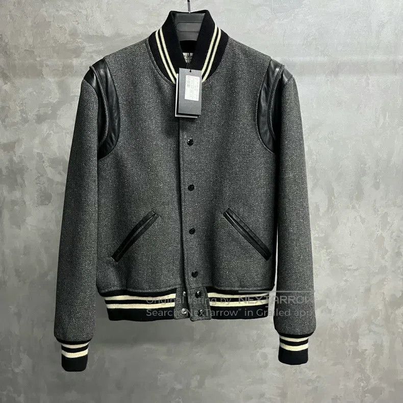 Saint Laurent Paris Saint Laurent Paris Gray Solid Wool Striped Long Sleeve Ba Size US M / EU 48-50 / 2 - 1 Thumbnail