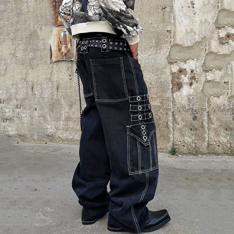 Jean × Vintage Metal Ring Pockets Cargo Bottom Loose Size US 31 - 3 Thumbnail