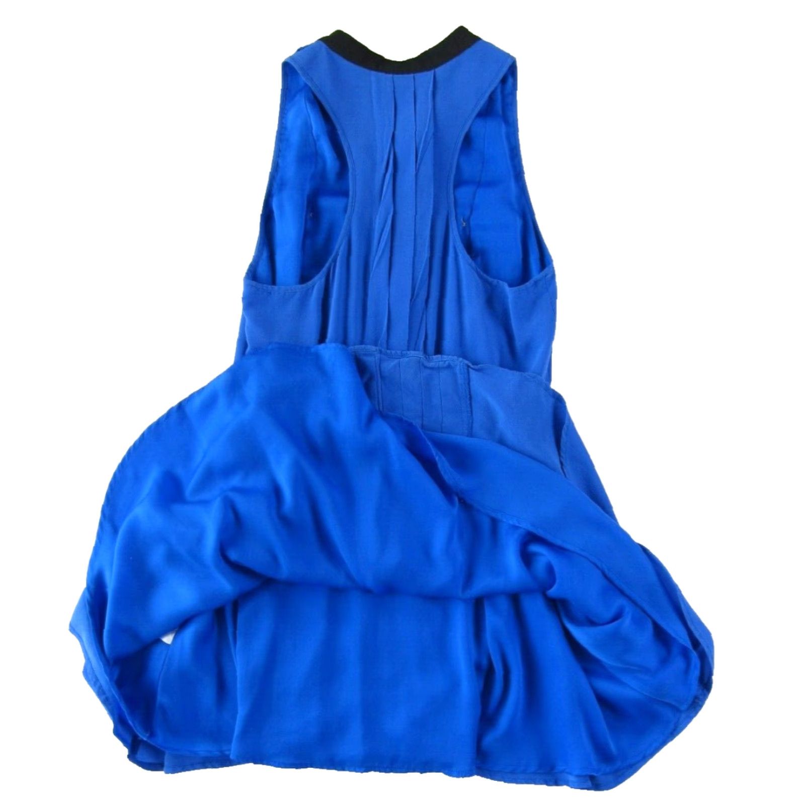 Anthropologie The Letter Anthropologie 100% Silk Blue Black Sleeveless Pleated Sheath Dress S Women Size S / US 4 / IT 40 - 6 Thumbnail