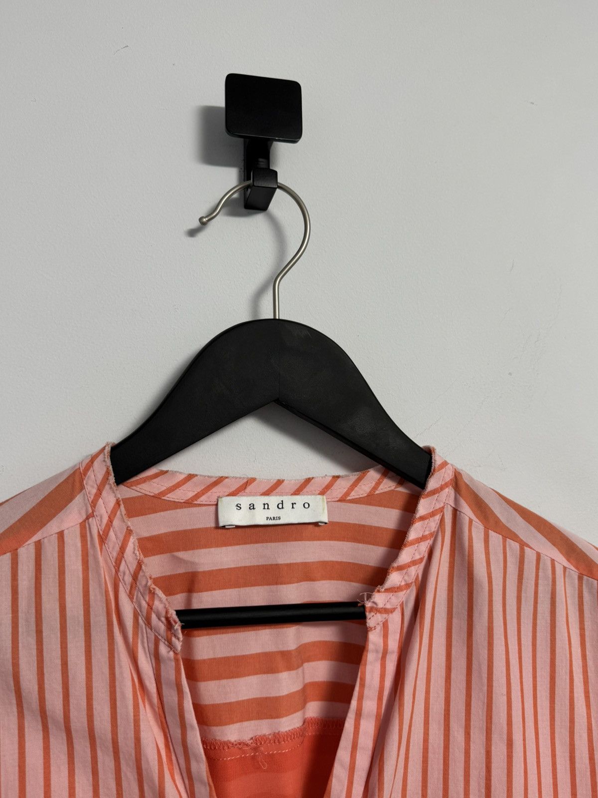 Sandro Sandro Women’s Pink Orange Striped Blouse Tunic 3/4 Sleeve Size XS / US 0-2 / IT 36-38 - 3 Thumbnail