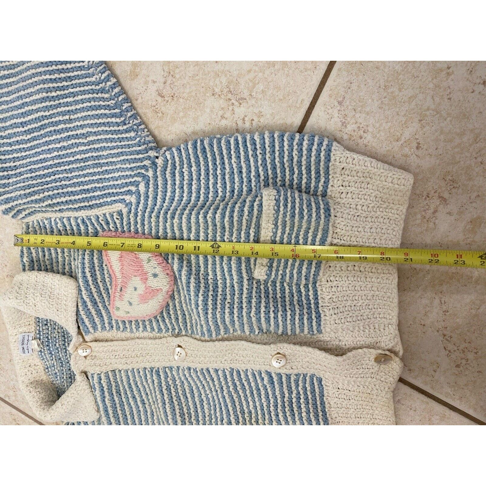 Henri Bendel VTG Henri Bendel Cardigan Sweater Knit Fish Striped L READ Size L / US 10 / IT 46 - 12 Thumbnail