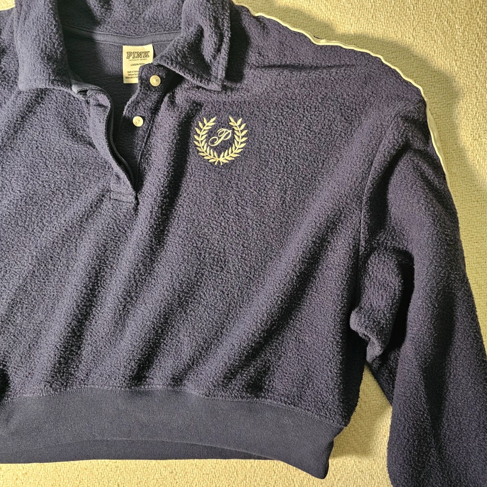 Victoria's Secret VINTAGE Victoria's Secret PINK Sweatshirt Cropped Polo Fleece Purple Size L Women's Size L / US 10 / IT 46 - 7 Thumbnail