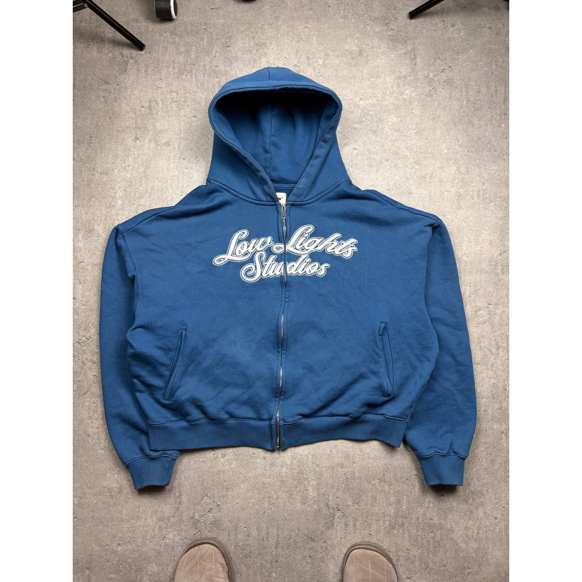 Vintage Low-Lights Studios Blue Zip-Up Hoodie With Embroidered Logo Size US M / EU 48-50 / 2 - 1 Thumbnail