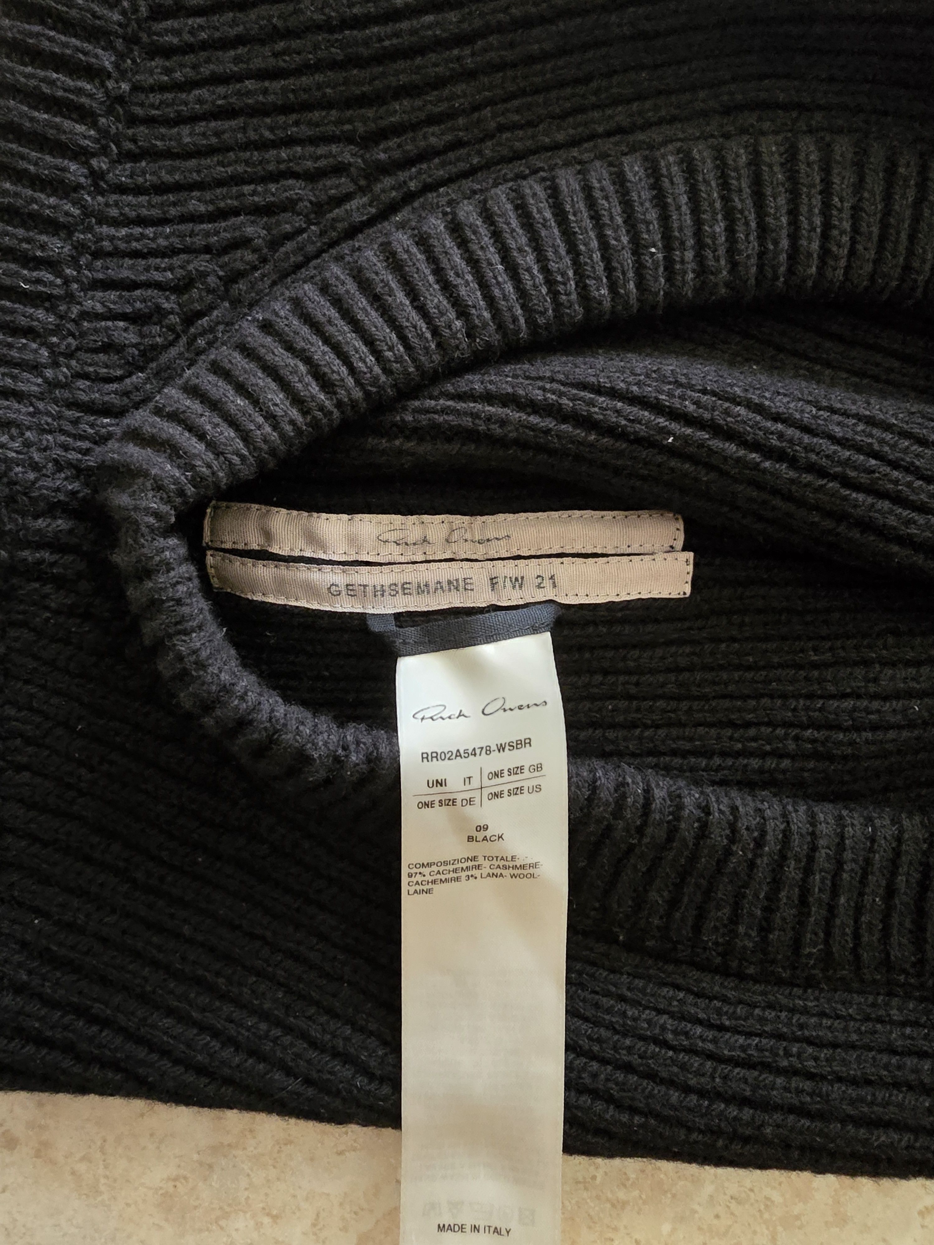 Rick Owens Rick Owens FW21 Gethsemane Cashmere Wool Hood Size ONE SIZE - 6 Thumbnail