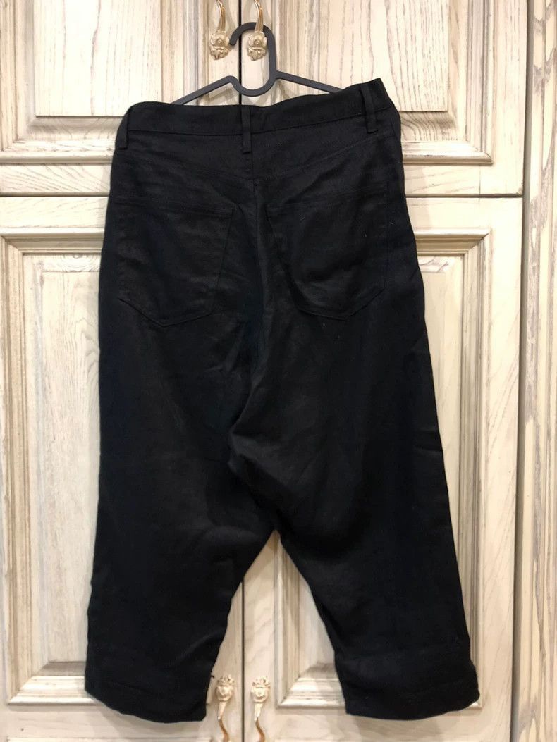 Junya Watanabe Junya Watanabe Black Cotton Linen Drop-Crotch Pants Size US 26 / EU 42 - 2 Thumbnail