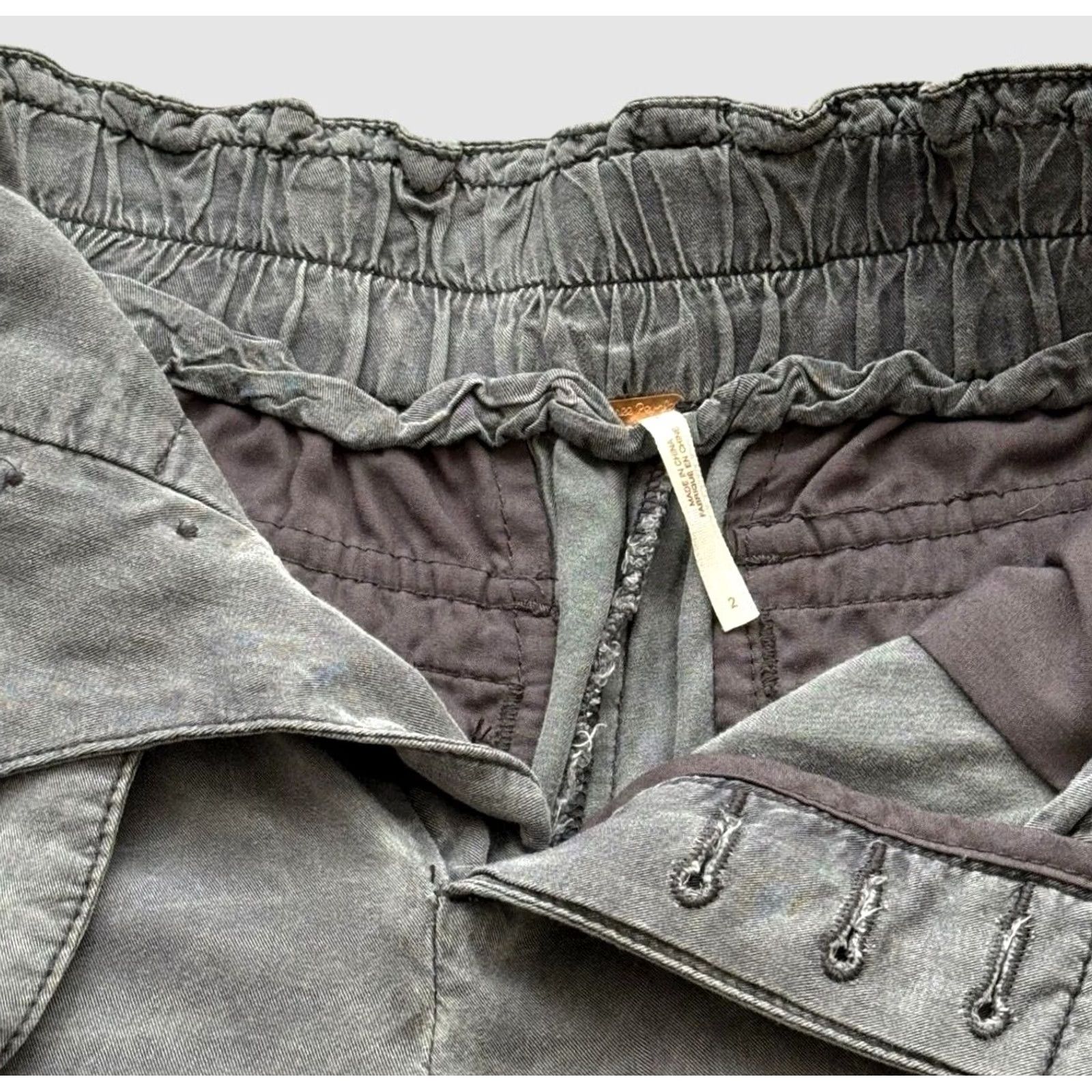Free People Free People Pants Womens 2 Gray Utility Cargo Straight Leg Belted Button Fly Size 26" / US 2 / IT 38 - 7 Thumbnail