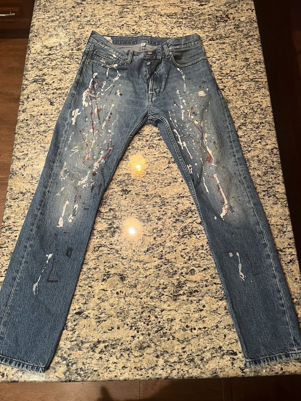 image of Calvin Klein Paint Splatter Slim Jeans 32X32, Men's