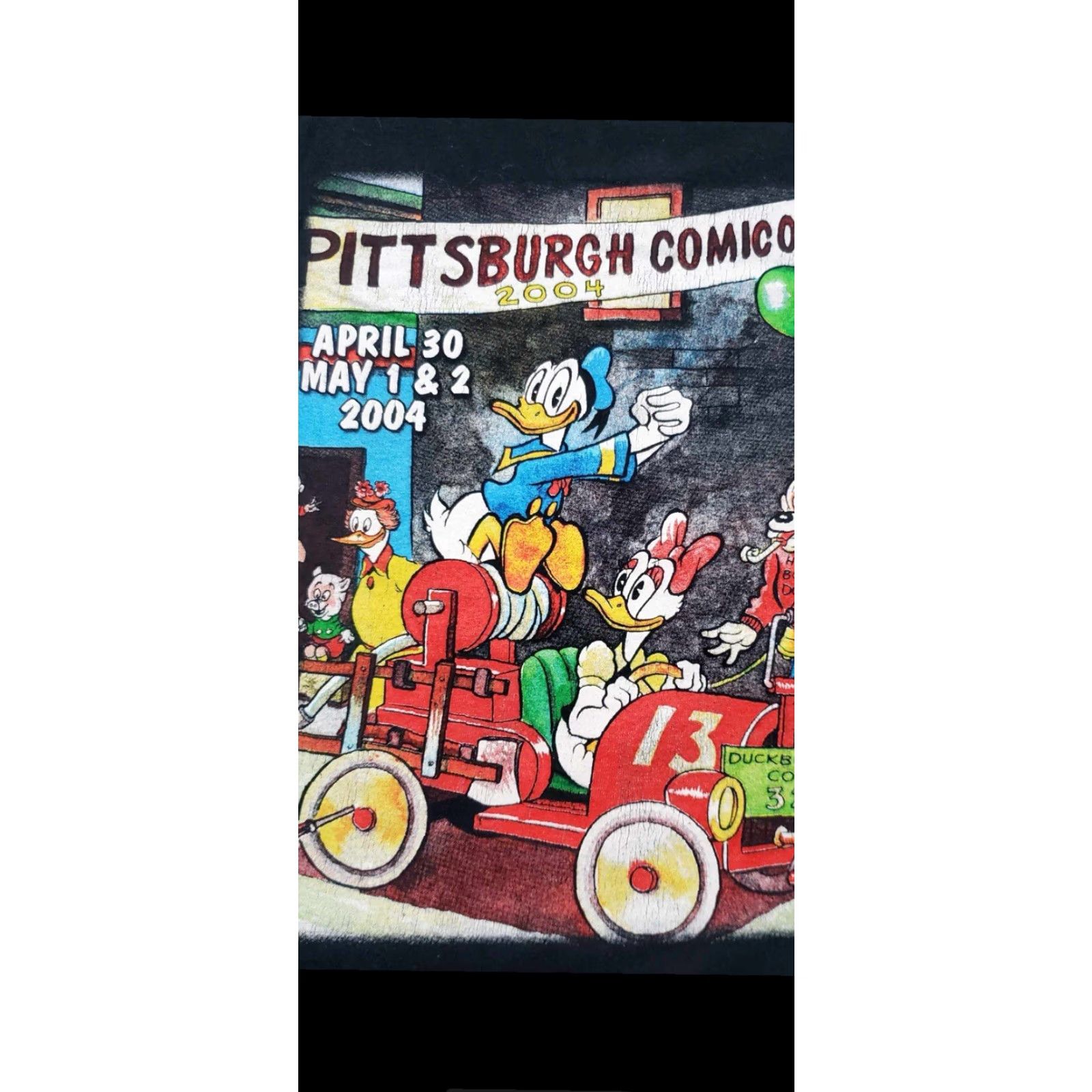 Fruit Of The Loom VINTAGE Comicon T-Shirt Pittsburgh PA 2004 RARE Donald Duck Mens XL Black Size US XL / EU 56 / 4 - 3 Thumbnail
