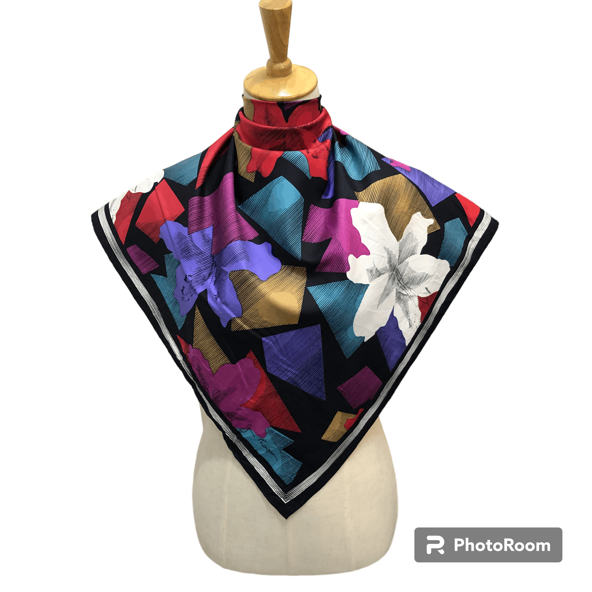 Jim Thompson Vintage Jim Thompson Floral Hand Rolled Silk Scarf M1294 Size ONE SIZE - 1 Thumbnail