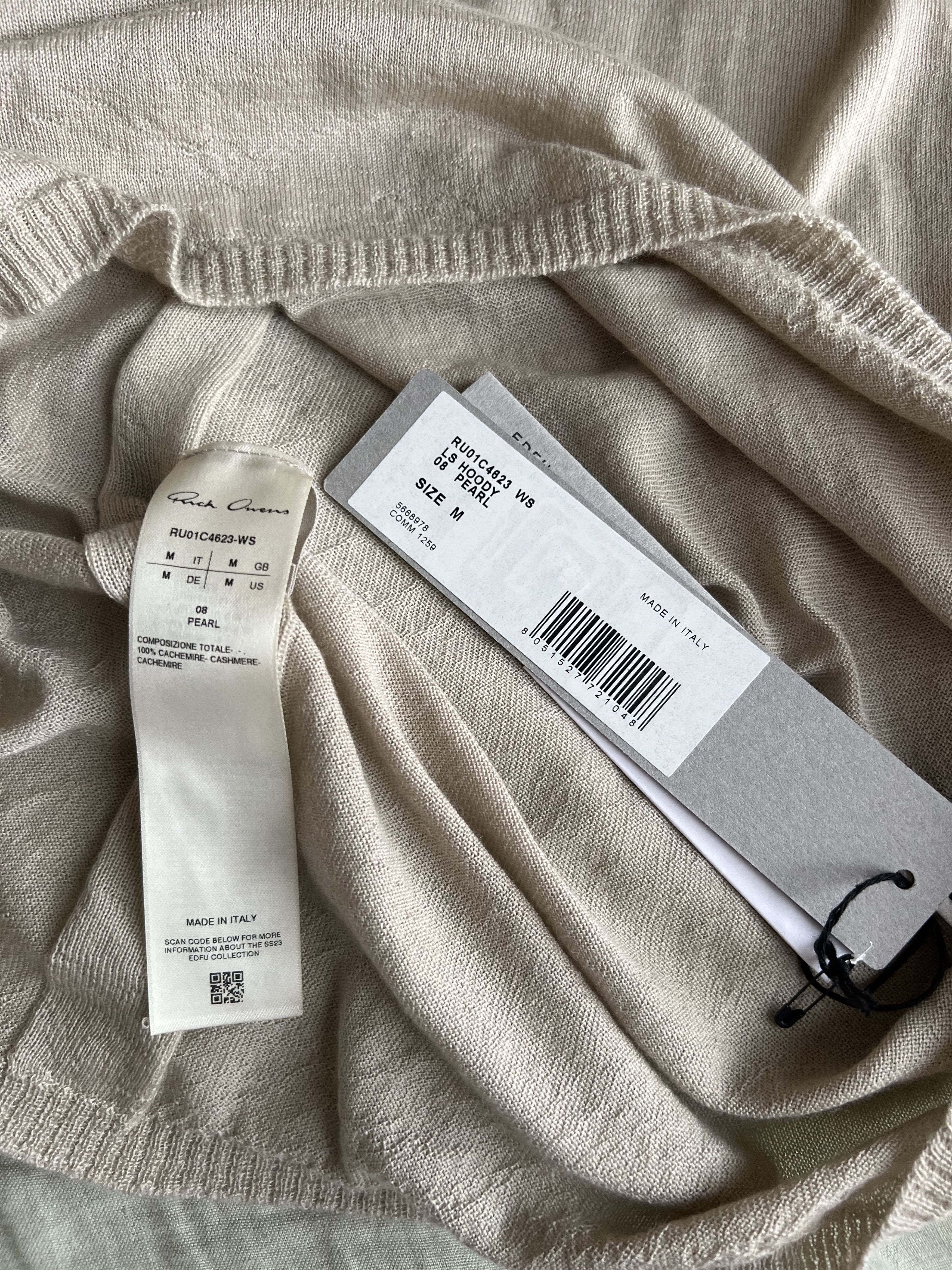 Rick Owens Rick Owens Cashmere Longsleeve Hoody in Pearl Size US M / EU 48-50 / 2 - 9 Thumbnail