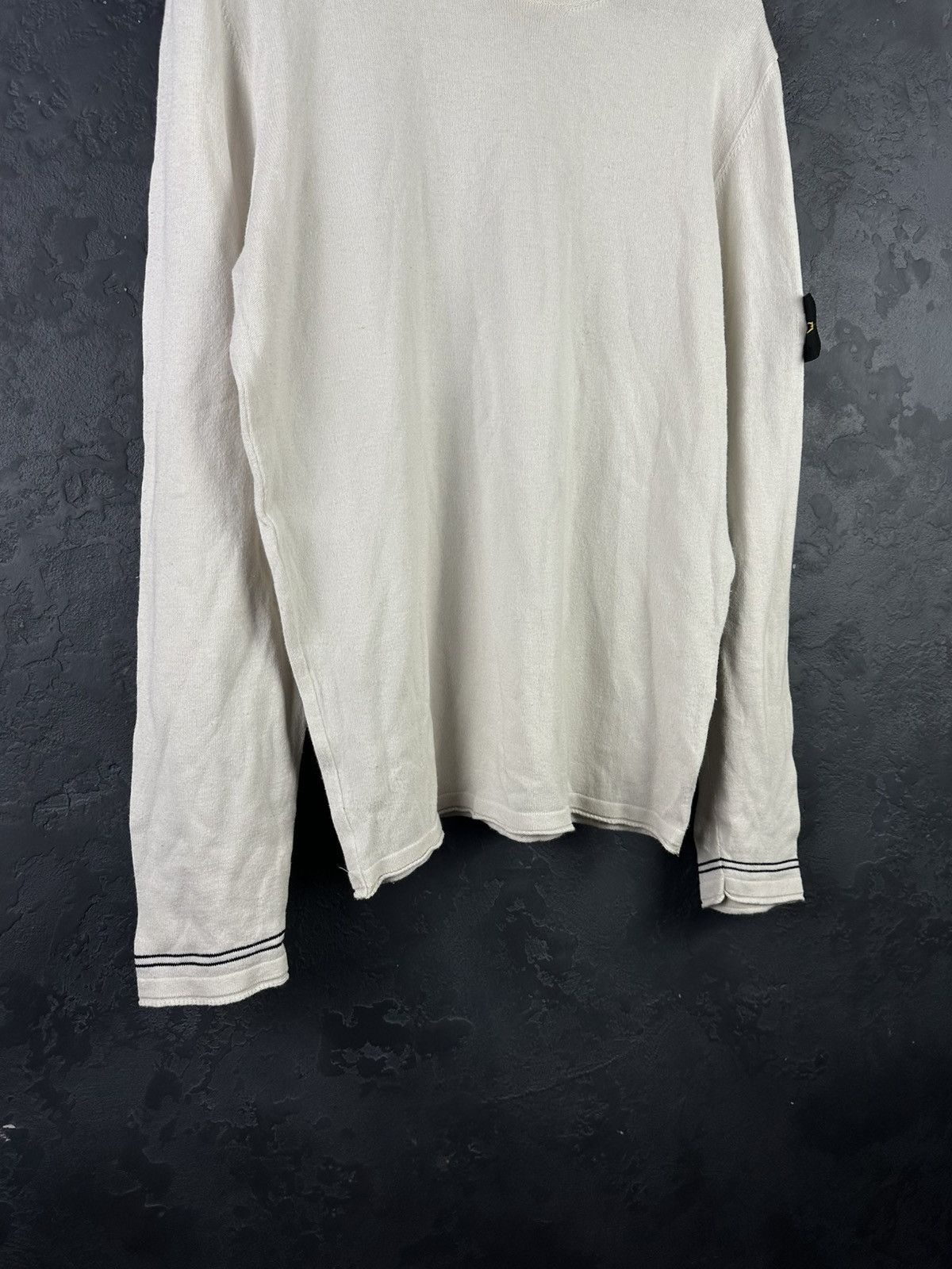 Stone Island × Vintage Stone Island White Cotton Knit Crewneck Jumper Size US M / EU 48-50 / 2 - 6 Thumbnail