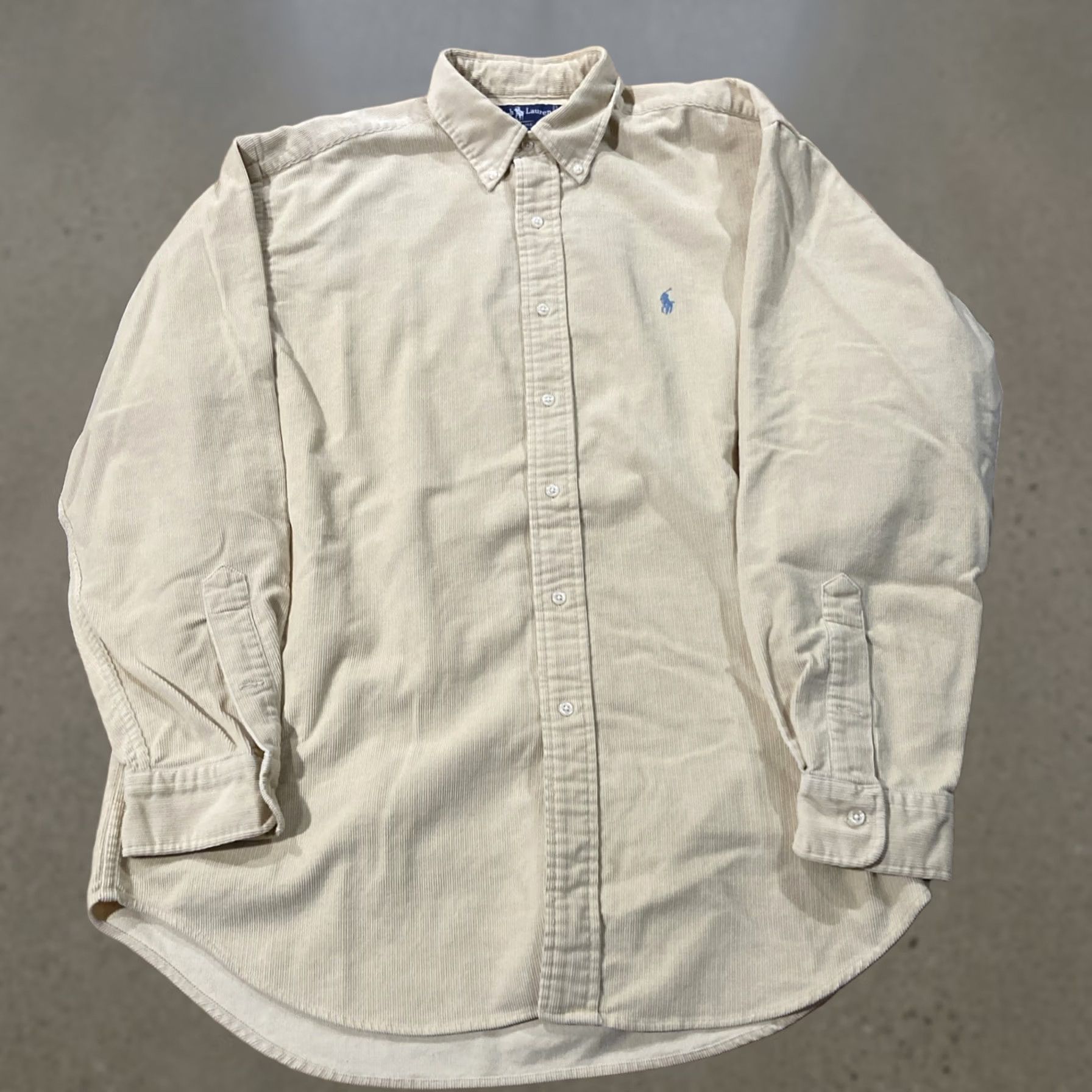 Ralph Lauren Shirt Mens XL Button-Up Corduroy Yellow Pony Vtg 90s Blue Polo Ralph Lauren Blaire Classic