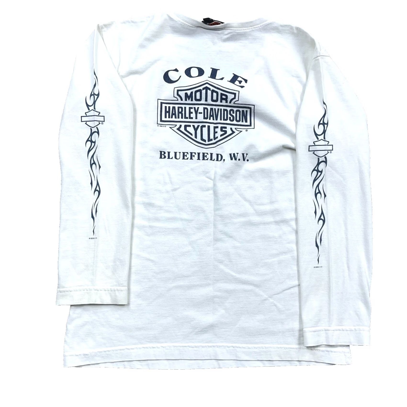 Harley Davidson VINTAGE Harley-Davidson Shirt Women M White Long Sleeve Tee Tattoo 90s Logo Graphic Print Size M / US 6-8 / IT 42-44 - 2 Thumbnail