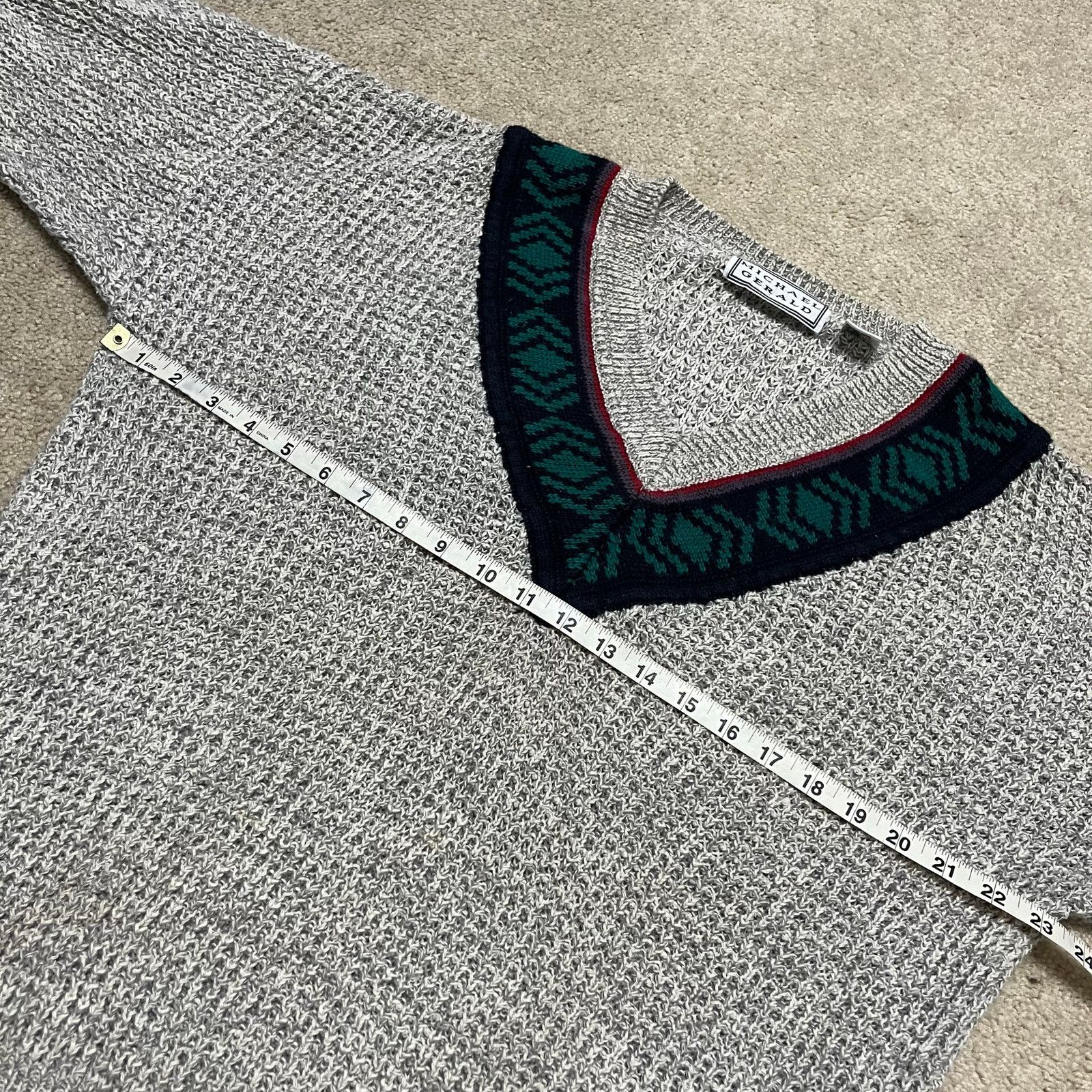 Other Vintage Michael Gerald V Neck Striped Grey Knit Sweater Larg Size US L / EU 52-54 / 3 - 6 Thumbnail