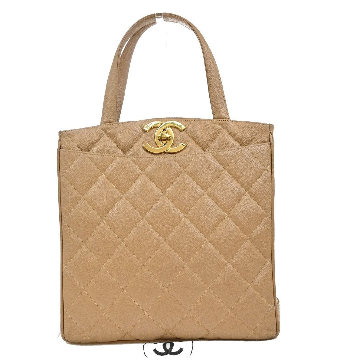 Chanel Chanel Vintage CC Lock Pocket Tote Quilted Caviar Size ONE SIZE - 1 Thumbnail