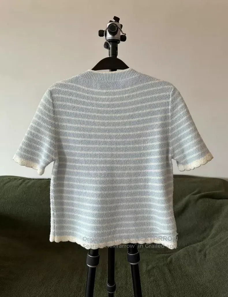 Miu Miu Miu Miu 38 Striped sky blue sweater short sleeve Size M / US 6-8 / IT 42-44 - 2 Thumbnail