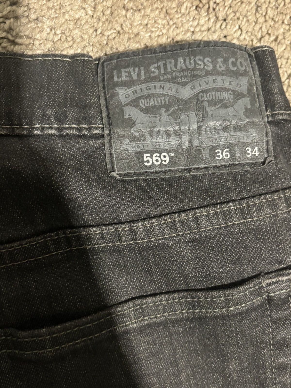 Levi's Vintage Clothing Levi’s 569 Faded Dark Wash Jeans – Straight Fit – 36x34 Size US 36 / EU 52 - 4 Thumbnail