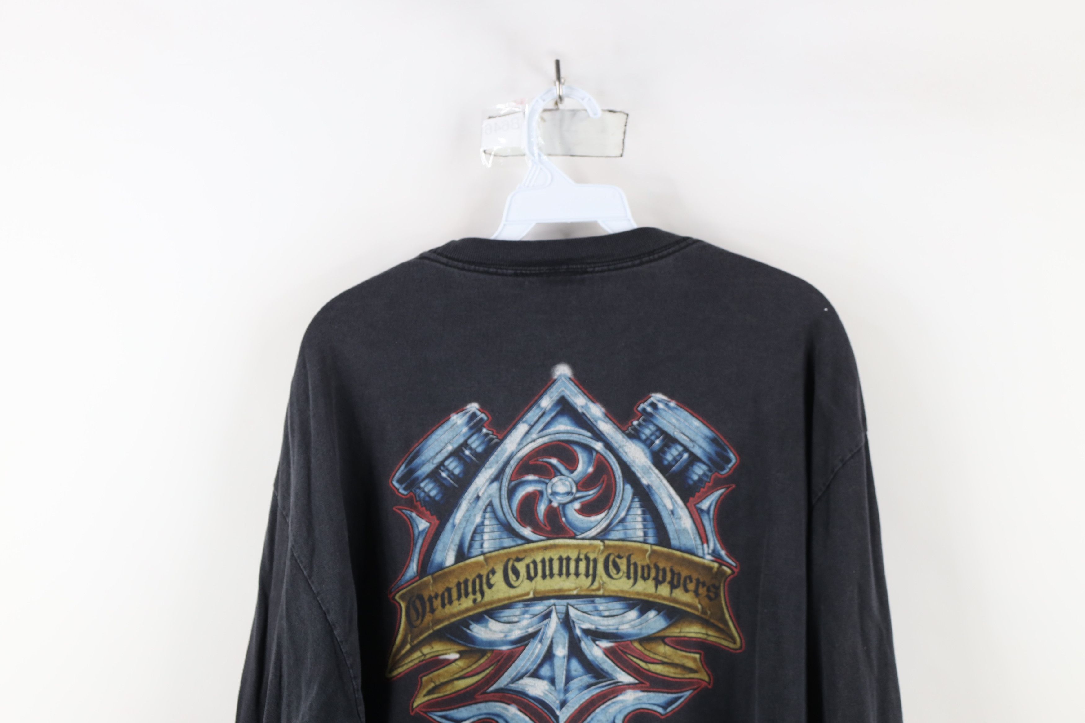 Vintage Vintage Y2K Orange Choppers Motorcycle Long Sleeve T-Shirt Size US XL / EU 56 / 4 - 16 Thumbnail