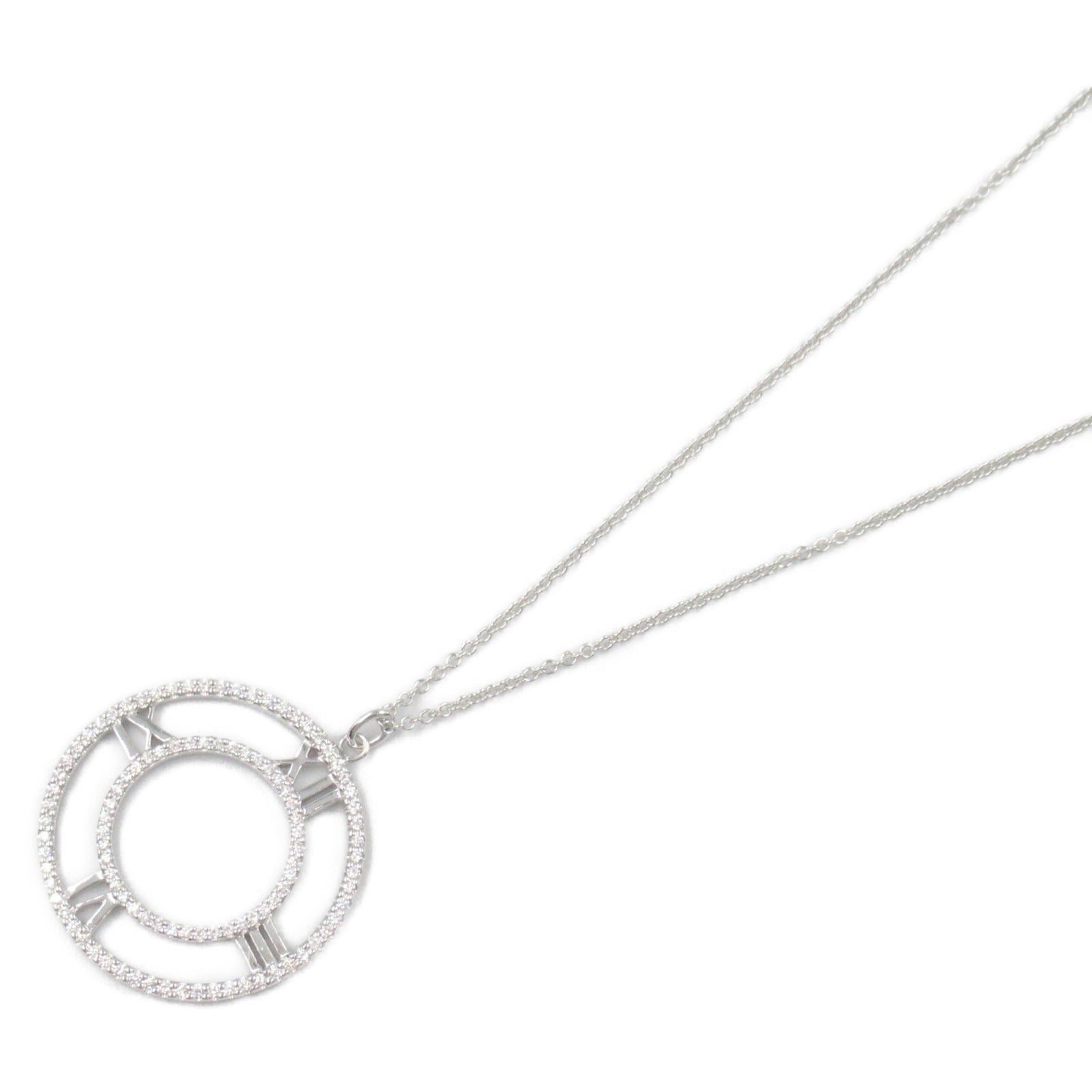 Tiffany & Co. Tiffany Co Atlas Open Medallion Necklace Diamond K18Wg (White Gold) Clear Size ONE SIZE - 1 Thumbnail