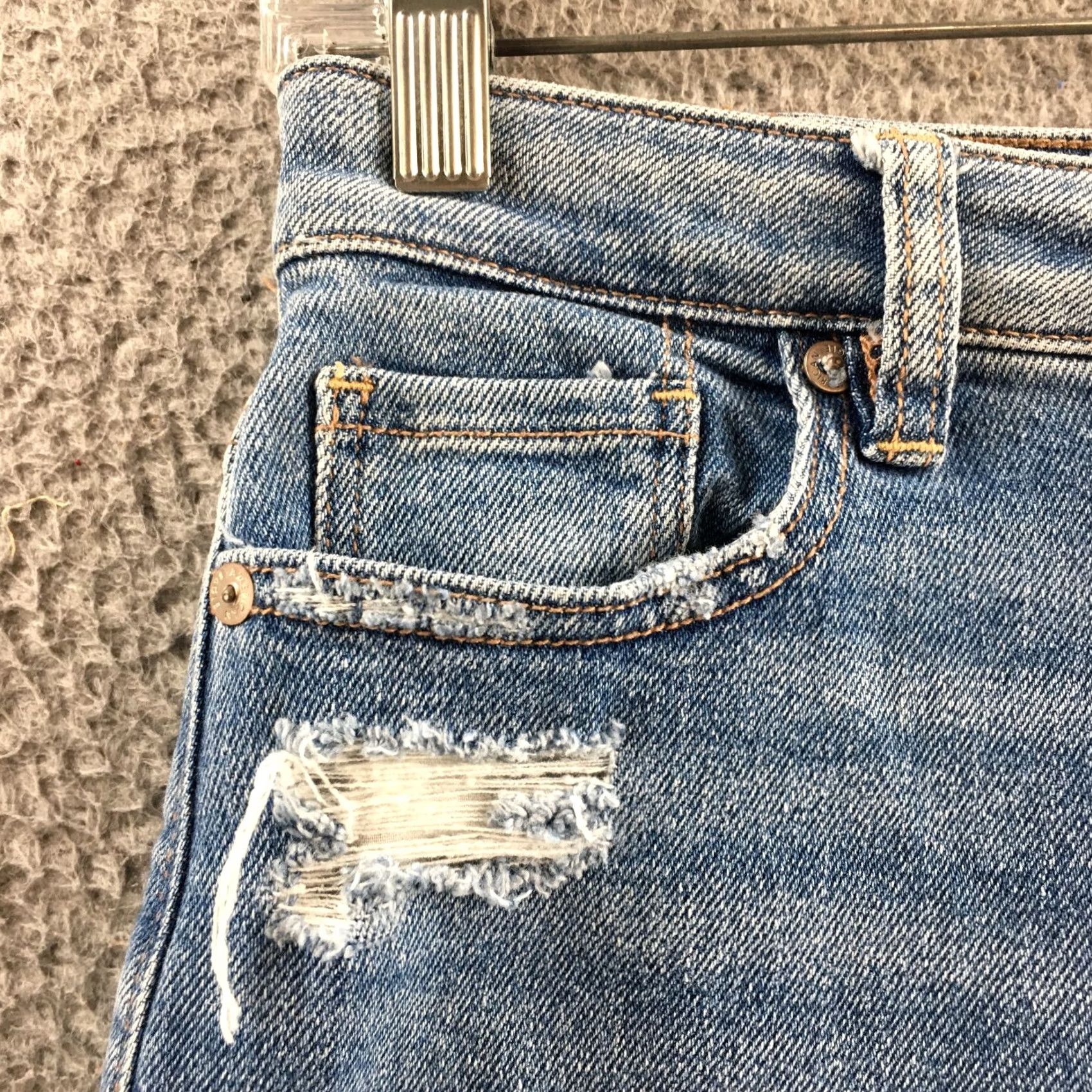 American Eagle Outfitters American Eagle Skinny Jeans Womens 27X27 Blue Distressed Stretch Zip Size 25" / US 0 / IT 36 - 3 Thumbnail