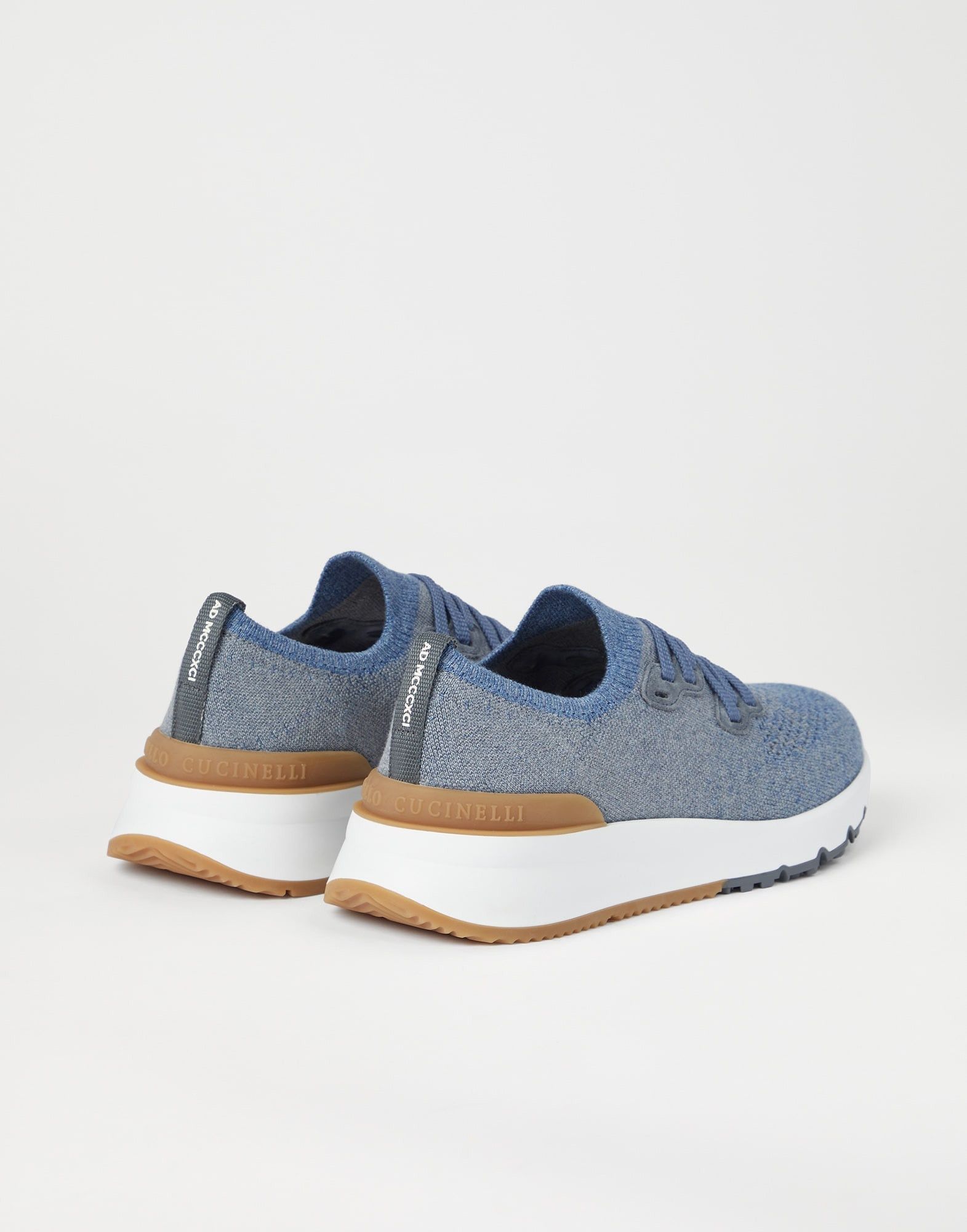 Brunello Cucinelli o1w1db10725 Cotton Chine Knit Runner in Blue Size US 8 / EU 41 - 3 Thumbnail