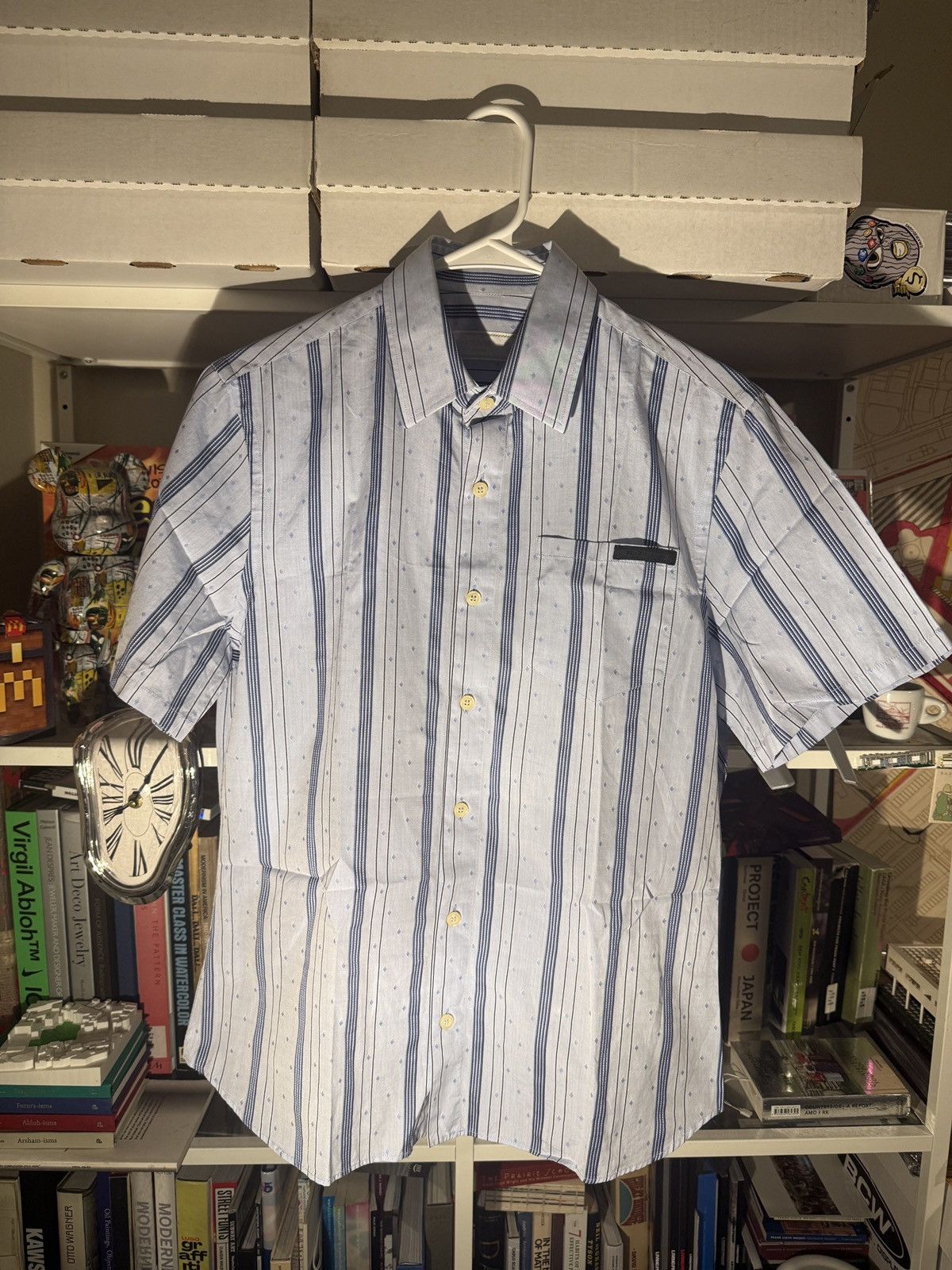 Prada PRADA 2019 BUTTON UP COLLARED BLUE STRIPED SHIRT RAF Size US L / EU 52-54 / 3 - 1 Thumbnail