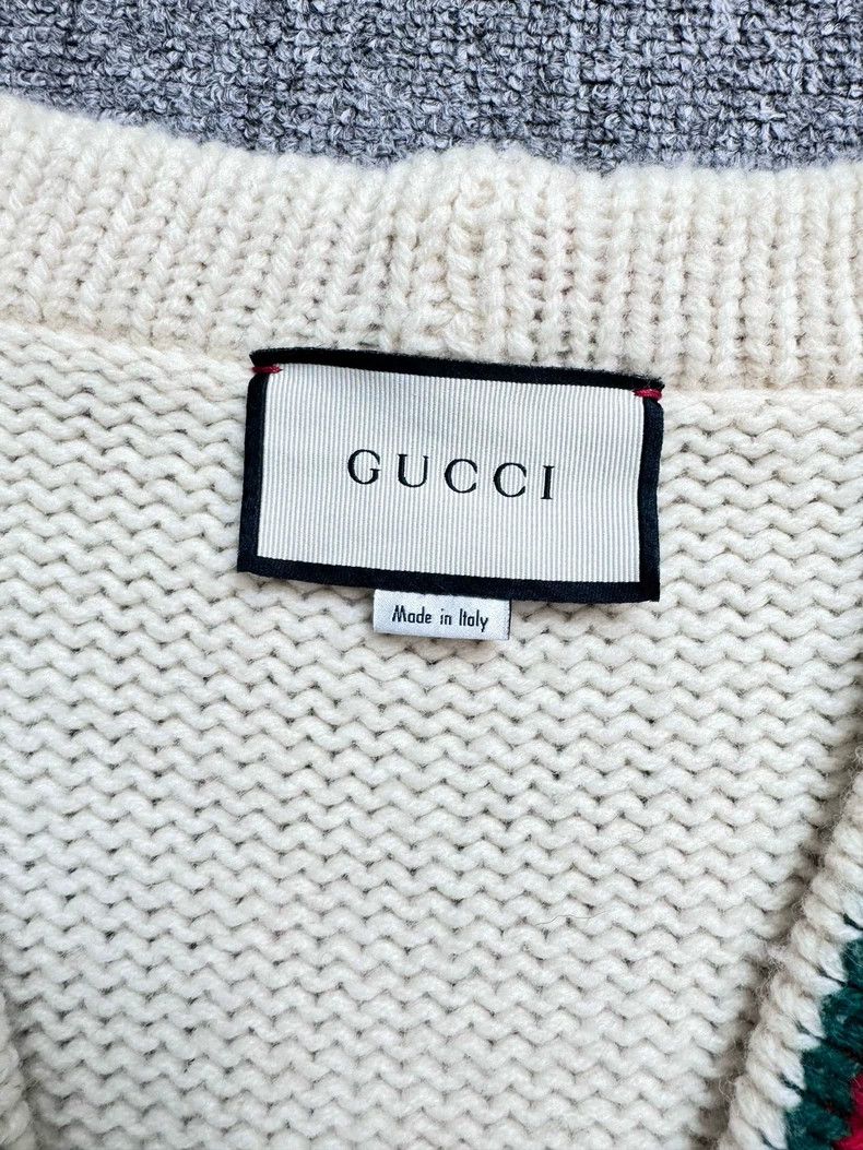 Gucci GucciWhite red and green webbing knitted cardigan jacket 25 Size US XL / EU 56 / 4 - 4 Thumbnail