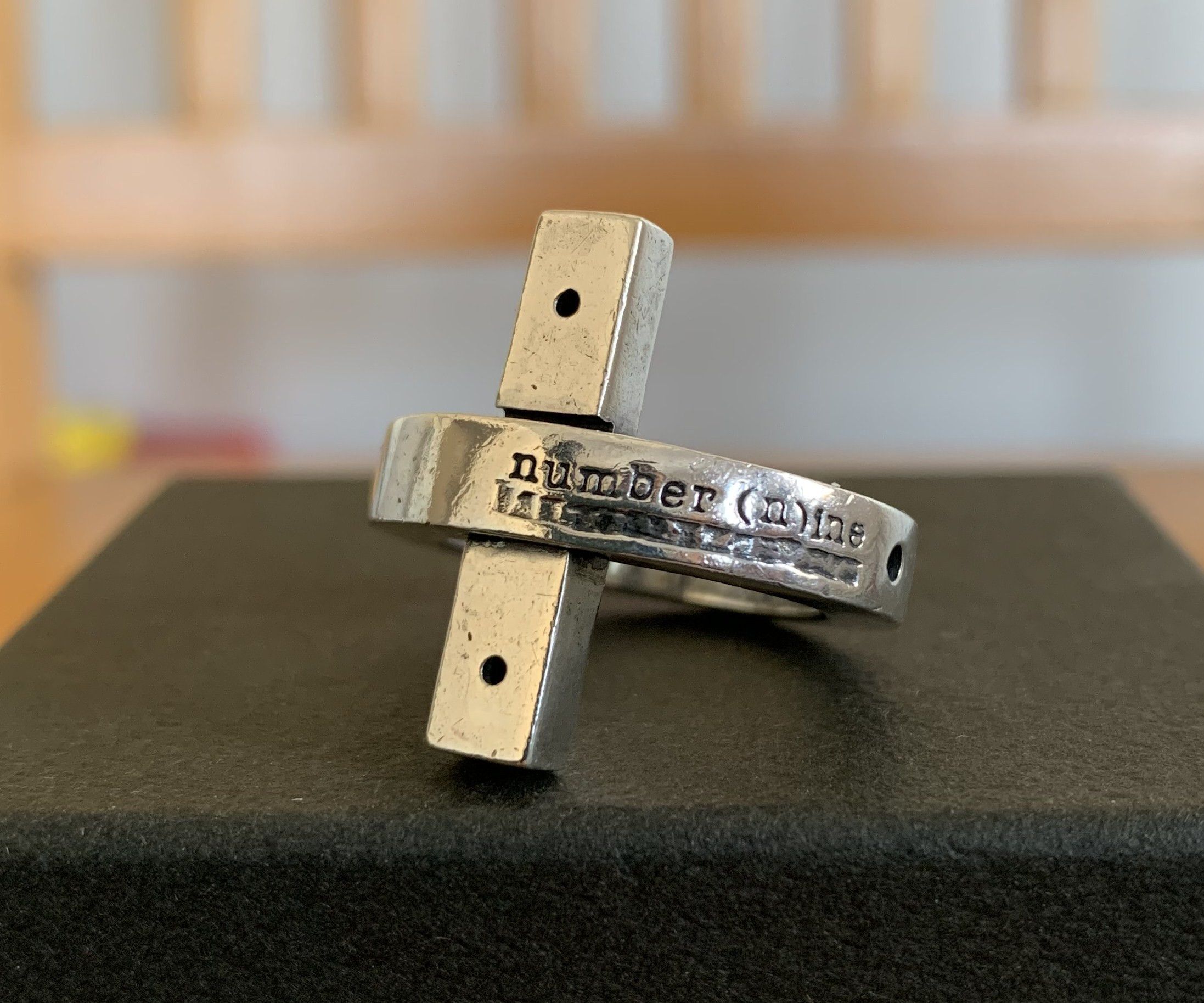 Number (N)ine SS02 Number (N)ine Logo Sterling Silver Cross Ring Size ONE SIZE - 1 Thumbnail