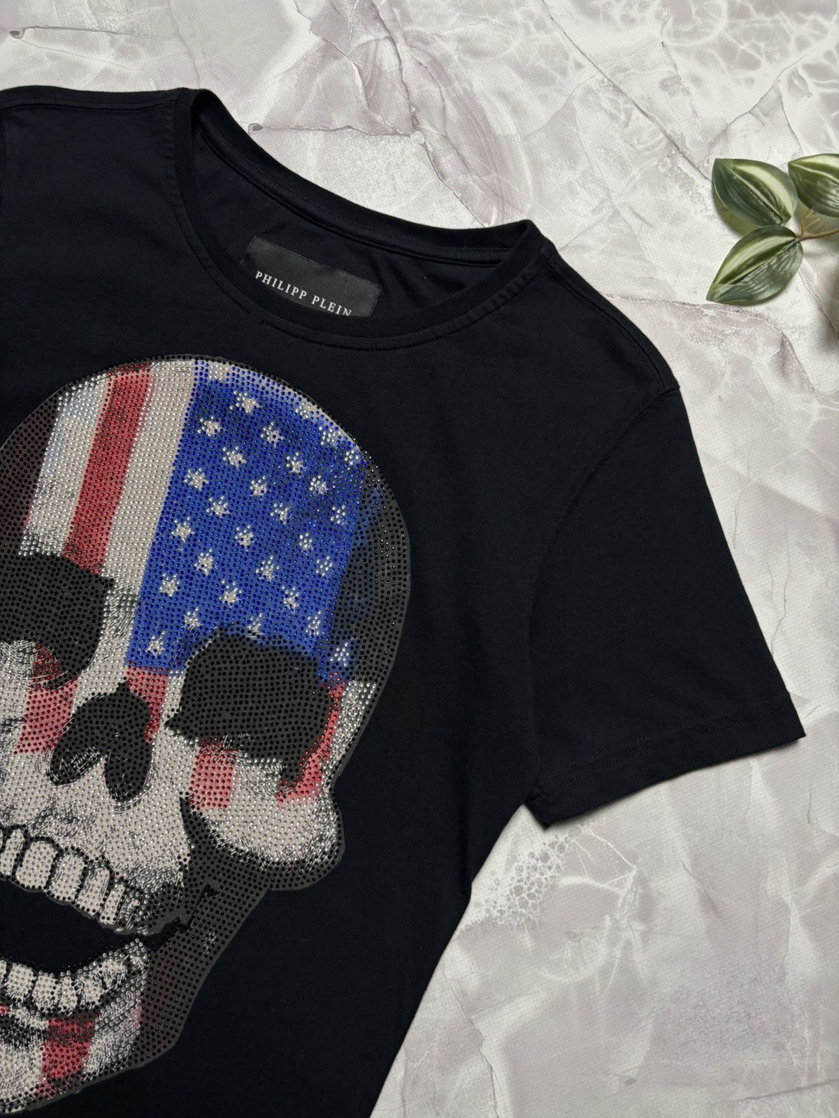 Philipp Plein Philipp Plein Skull USA Flag Rhinestone T-Shirt Black Mens S Size US S / EU 44-46 / 1 - 3 Thumbnail