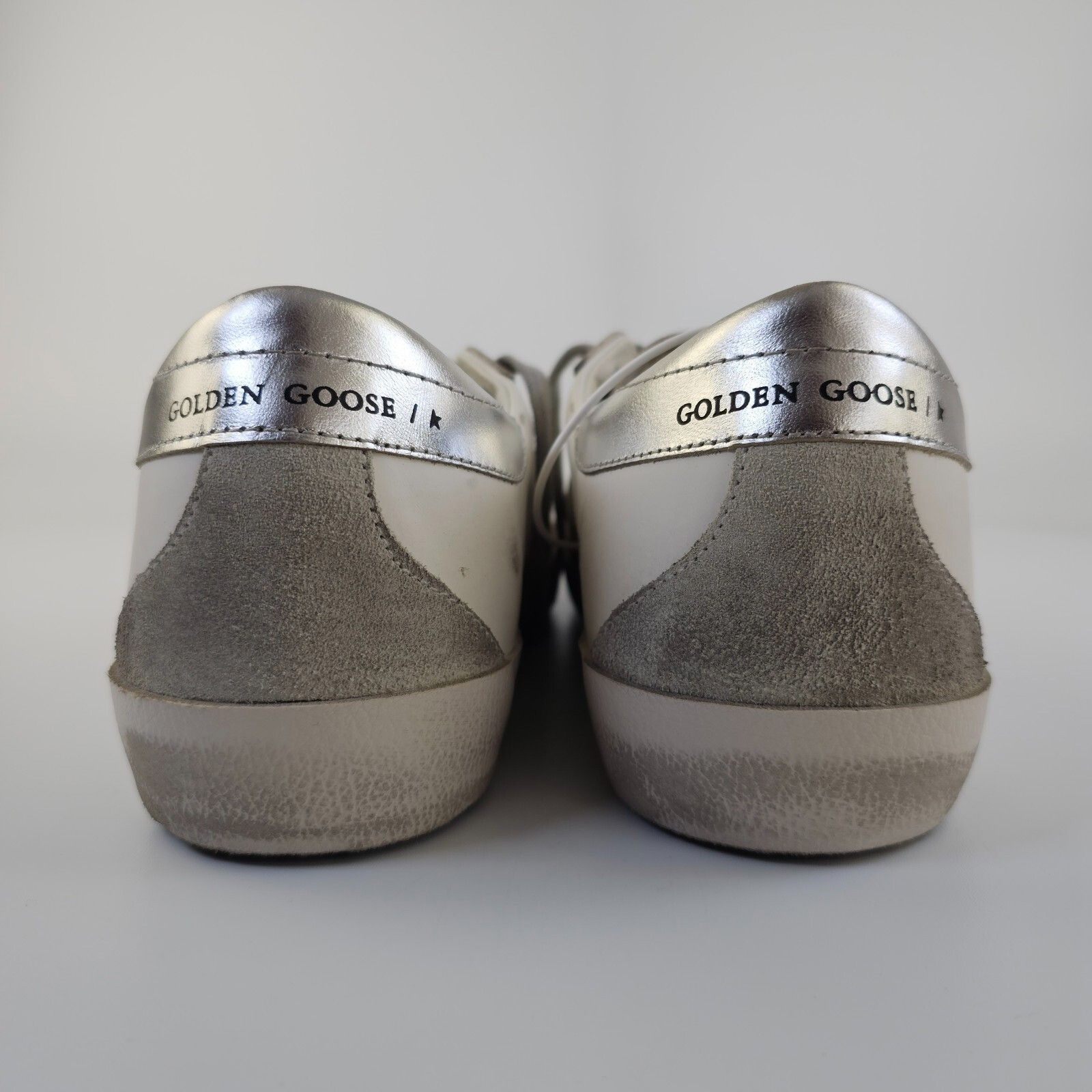 GOLDEN GOOSE Super-Star Men's White/Silver Leather Low Top S