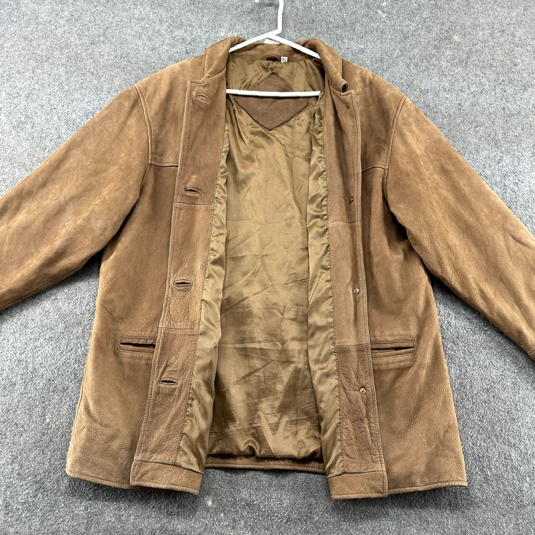 Preston & York VINTAGE Preston & York Leather Coat Womens XL Brown 90s Long Overcoat Chore Leather Coat With Pockets Size XL / US 12-14 / IT 48-50 - 2 Thumbnail