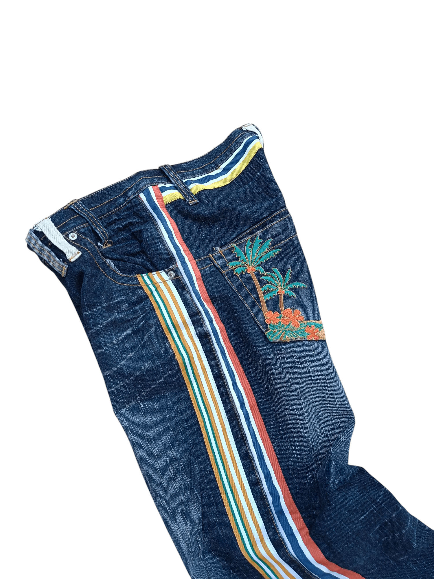 Designer VTG BLUE MOON BLUE SIDE STRIPE EMBROIDERY STYLE DESIGN DENIM Size US 30 / EU 46 - 17 Thumbnail