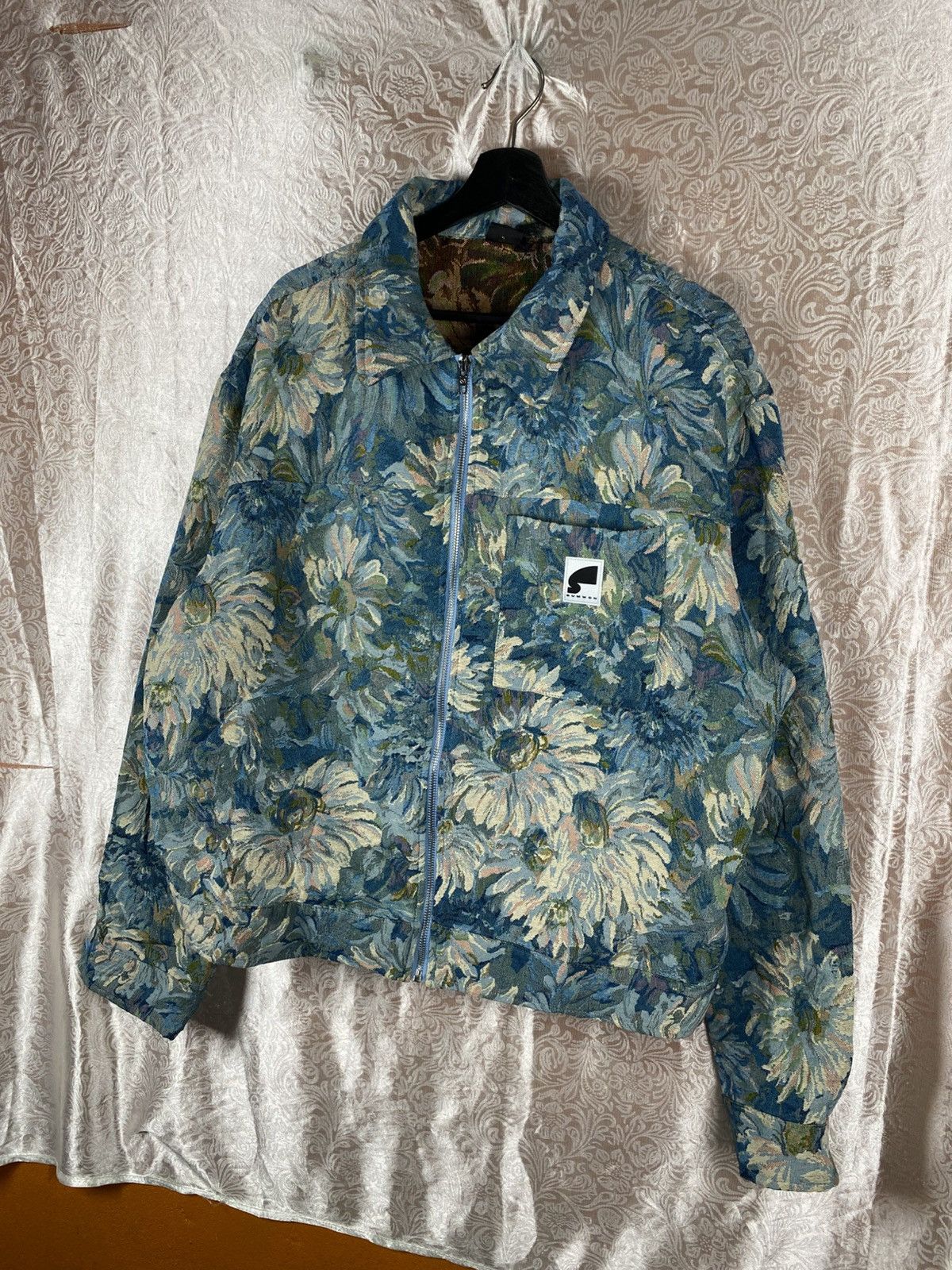 Vintage Sumwon Floral Tapestry Jacket Blue Vintage Aesthetic Zip-Up Size US L / EU 52-54 / 3 - 4 Thumbnail