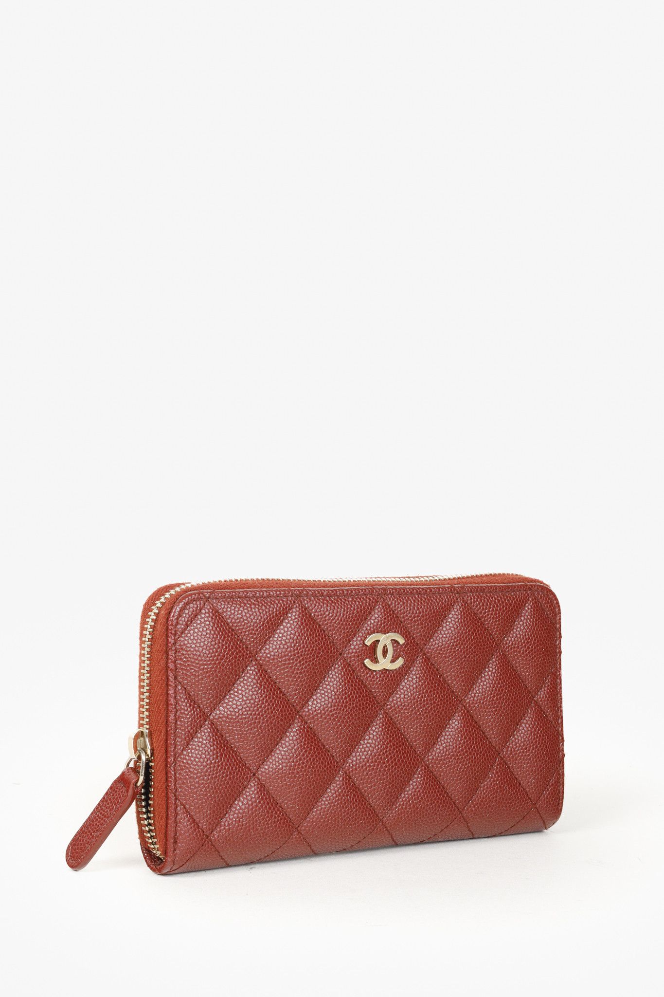 Chanel Chanel Oxblood Glitter Caviar Zipper Wallet Size ONE SIZE - 1 Thumbnail