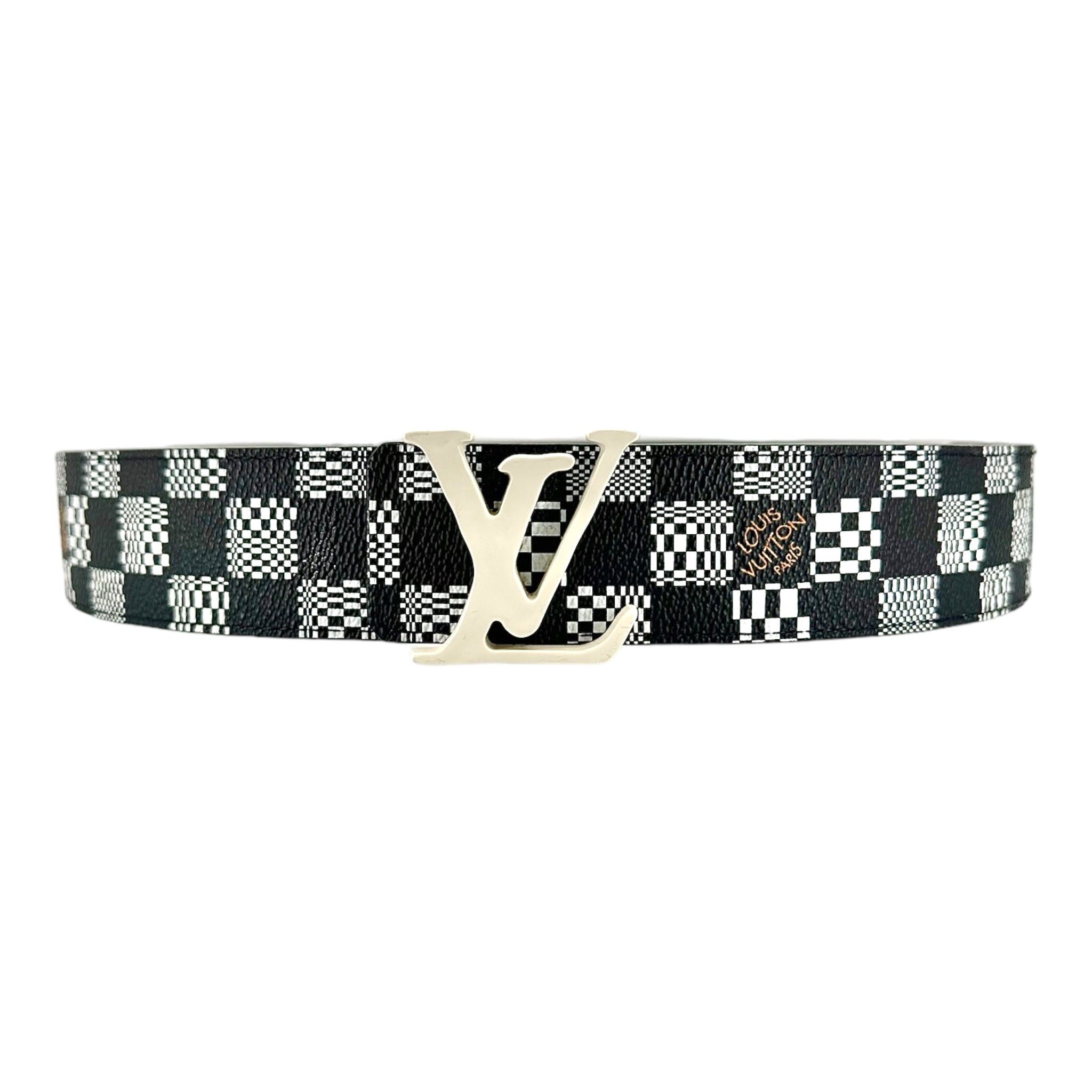 Pre-owned Louis Vuitton Lv Shape 40mm Reversible Belt Cinturion Damier Black