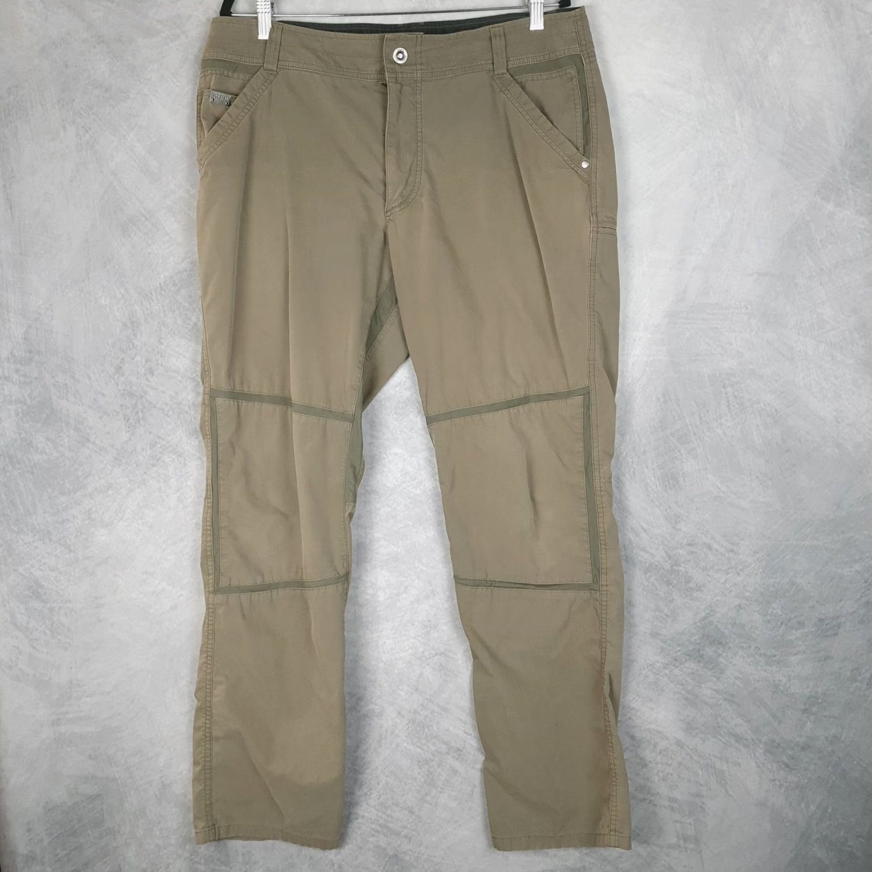 Vintage Kuhl Free Radikl Pants Mens 36 Green Canvas Stretch Hiking Outdoor Nylon Regular Front Zip Pocket Style Khakis 5-Pocket Mens Size US 36 / EU 52 - 2 Thumbnail