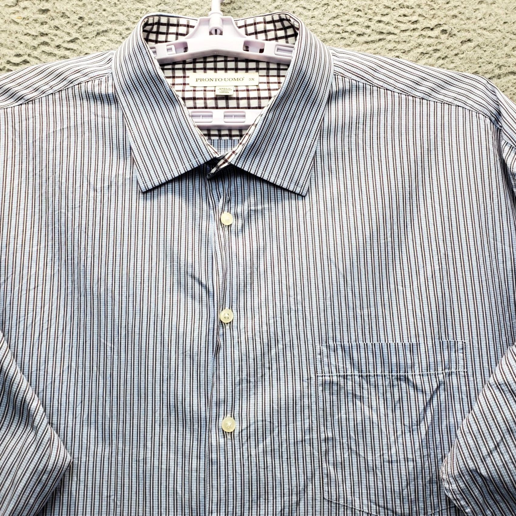 Pronto Uomo Pronto Uomo Shirt Mens 3X Multicolor Striped Relaxed Button-Up Chest Pocket Collared Shirt Size 3X Mens Size US XXL / EU 58 / 5 - 7 Thumbnail