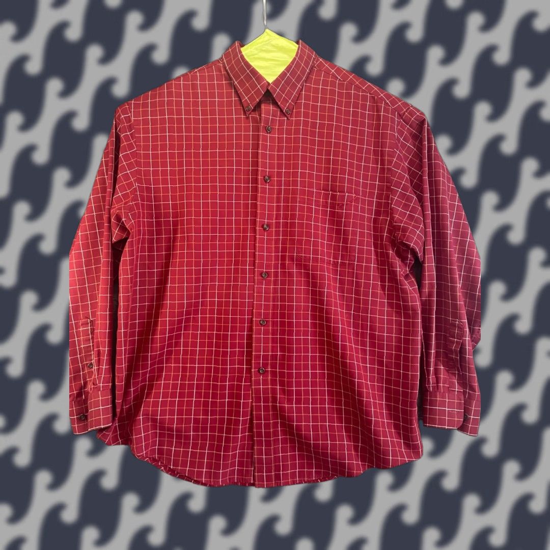 Roundtree & Yorke Roundtree & Yorke Button-Down Shirt Mens XL Red Plaid Long Sleeve Size US XL / EU 56 / 4 - 1 Thumbnail