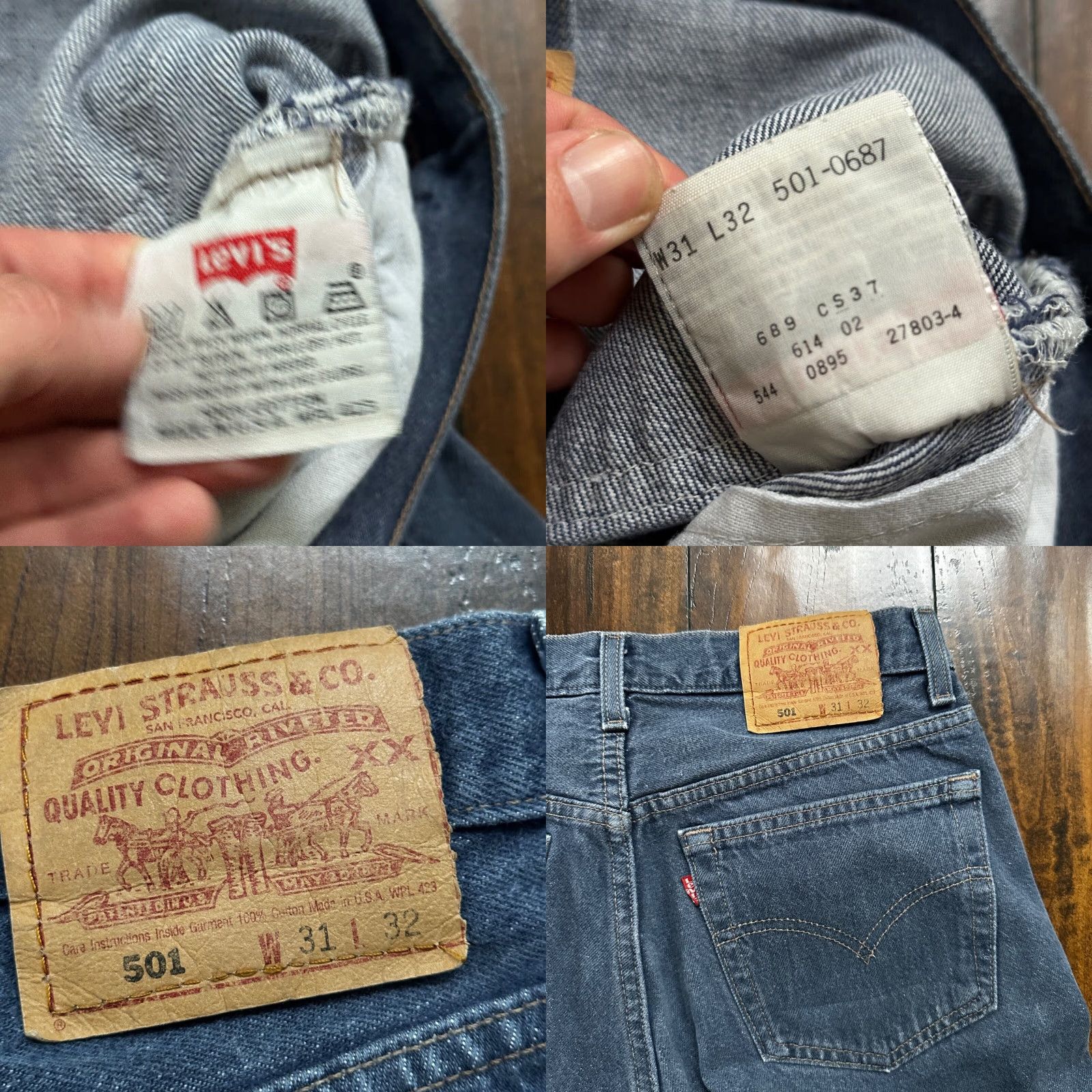 Levi's VINTAGE Levi's Jeans 501 90s Button Fly Straight Wash Blue 31x32 Mens Clothing 501 Series Size US 31 - 8 Thumbnail
