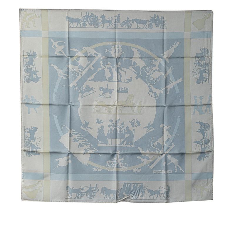 image of Hermes Jeux D'ombres Silk Scarf in White, Women's