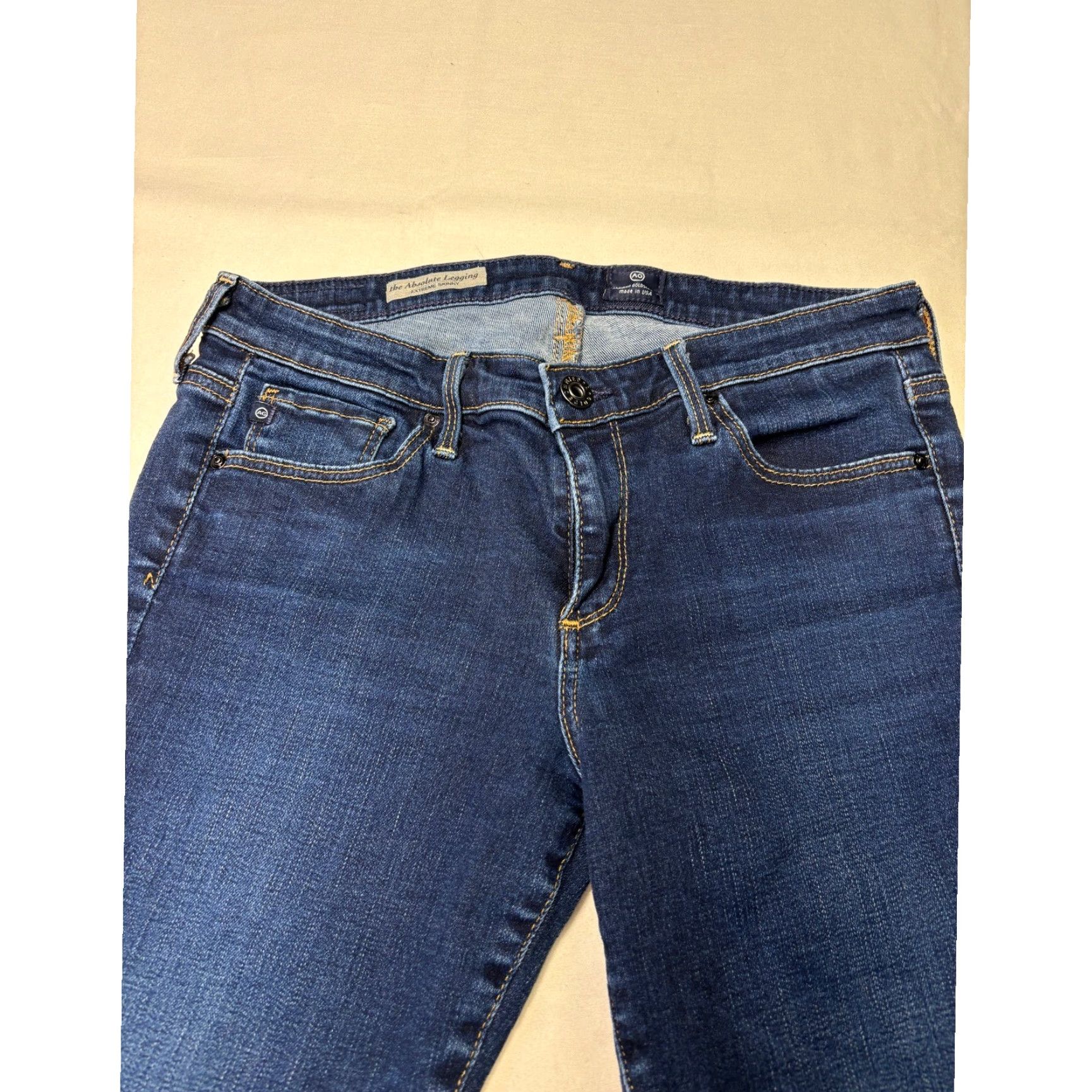 Vintage AG Adriano Goldschmied The Absolute Legging Extreme Skinny Jeans Blue 28R 30in Inseam Womens Denim Stretch Pockets 5-Pocket Zip Button Size 28" / US 6 / IT 42 - 2 Thumbnail