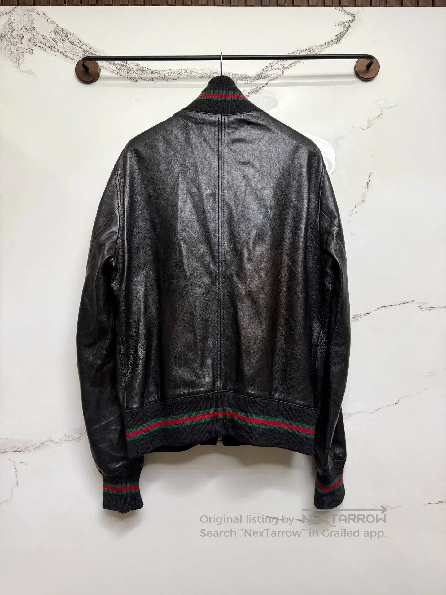 Gucci Gucci Red Green Striped Leather Jacket. Size US L / EU 52-54 / 3 - 4 Thumbnail
