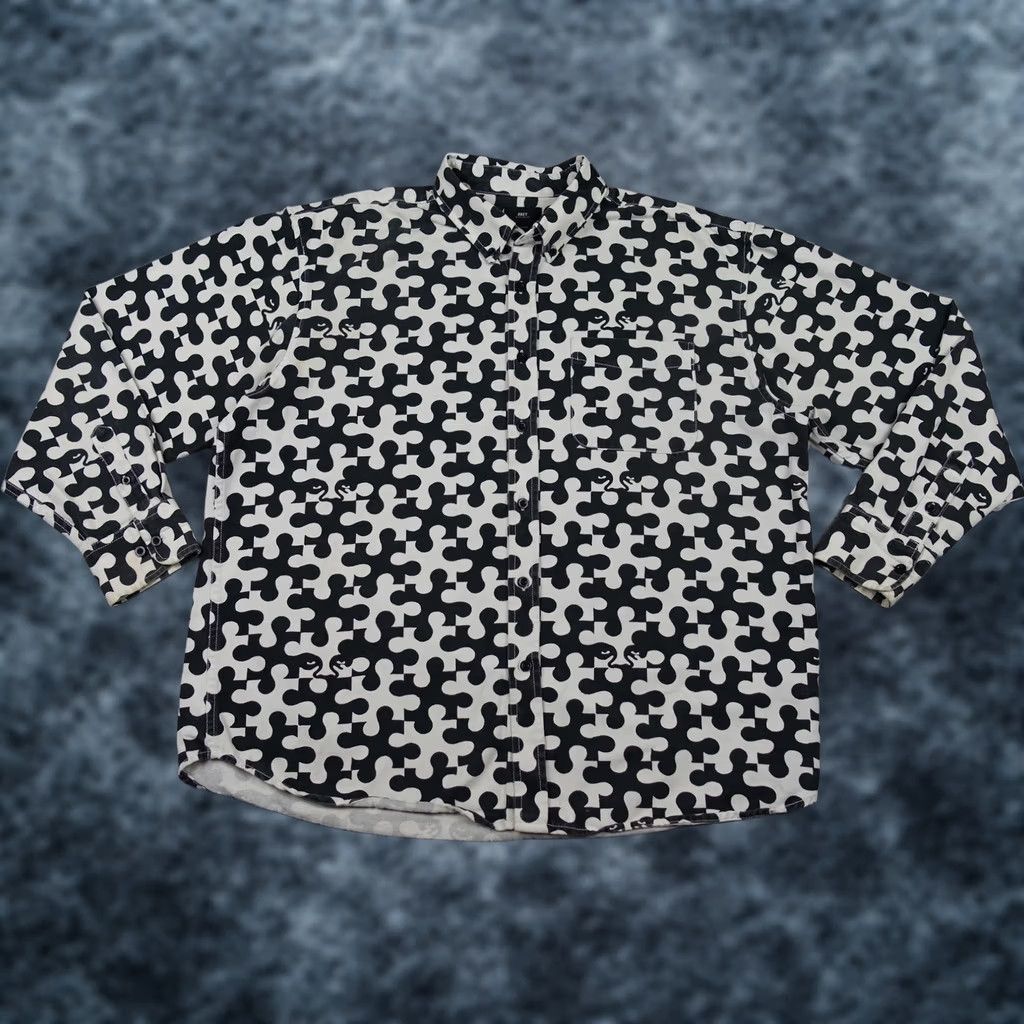 Obey VINTAGE OBEY Shirt Geometric Pattern Button-Up Long Sleeve Black White Mens Large Size US L / EU 52-54 / 3 - 1 Thumbnail