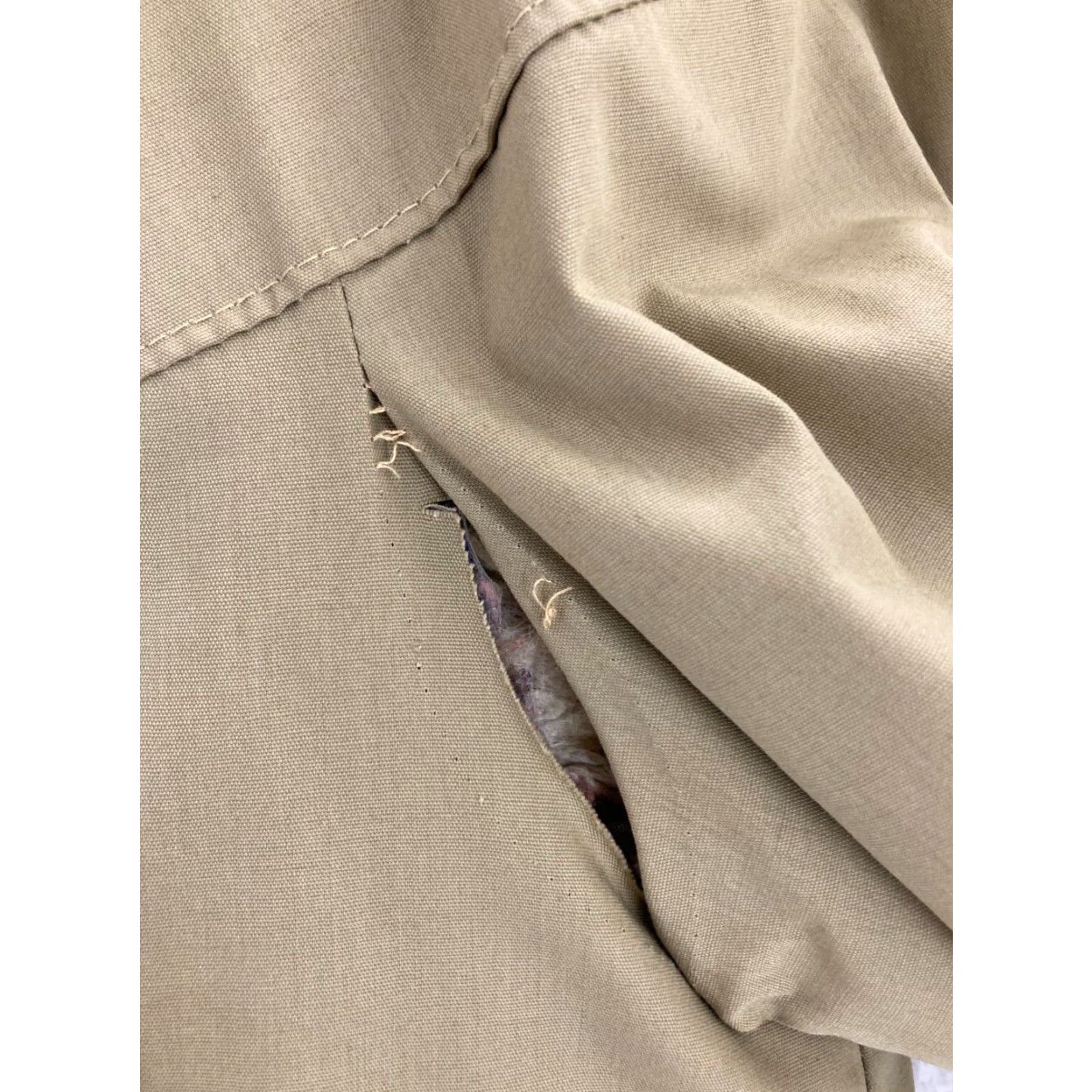 IDEA VTG A Robert Lewis Idea Coat Mens 42 Khaki Beige Faux Fur Lined HEAVY Overcoat 80s Vintage Cotton Blend Winter Button Size US XS / EU 42 / 0 - 7 Thumbnail