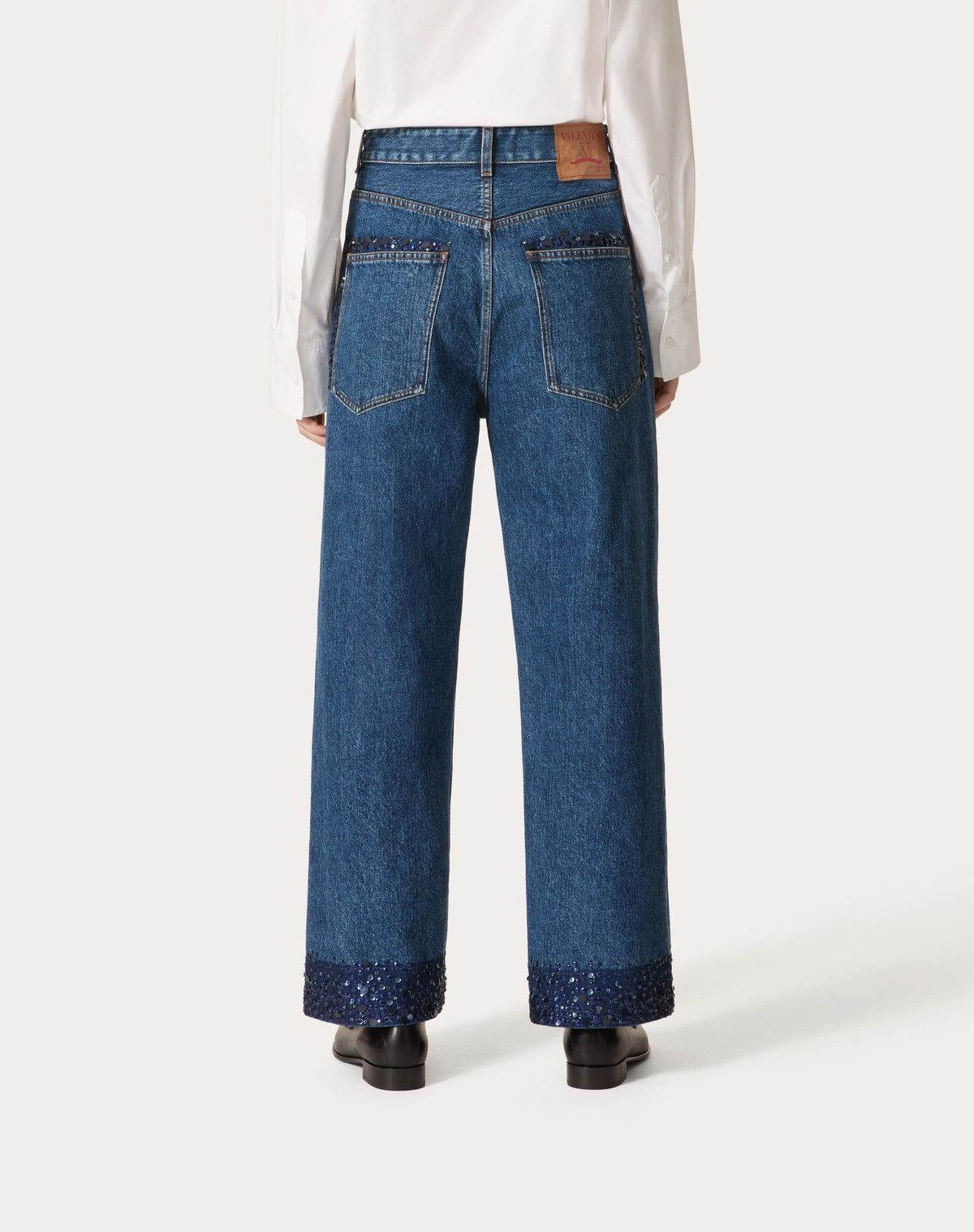 Valentino o1s1wg110525 Embroidered Denim Trousers in Blue Size 26" / US 2 / IT 38 - 5 Thumbnail