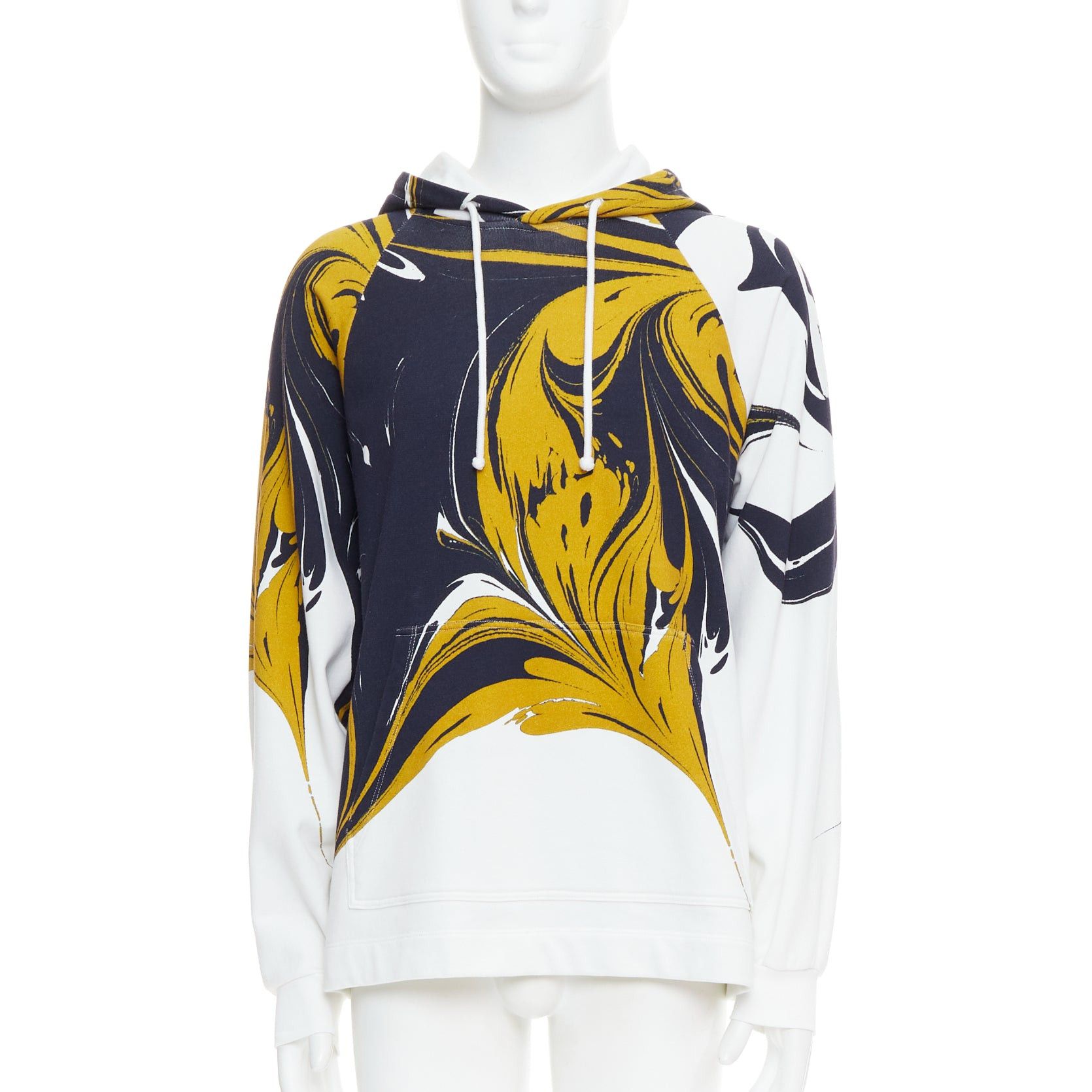 Dries Van Noten DRIES VAN NOTEN yellow black white marble swirl print cotton hoodie S Size US S / EU 44-46 / 1 - 1 Thumbnail