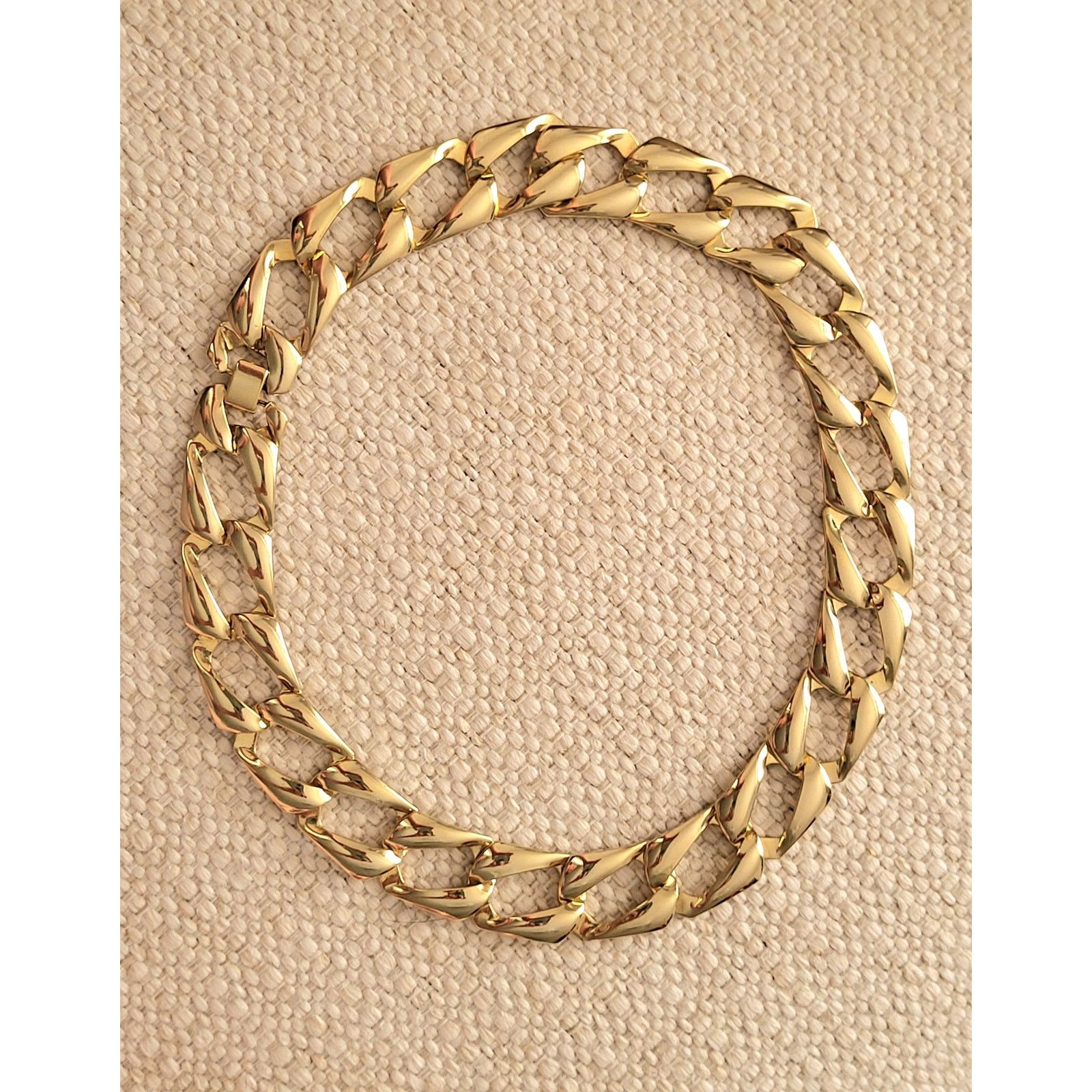 Other Vintage High-Polish Gold-Tone Articulated Curb Chain Choker Size ONE SIZE - 1 Thumbnail
