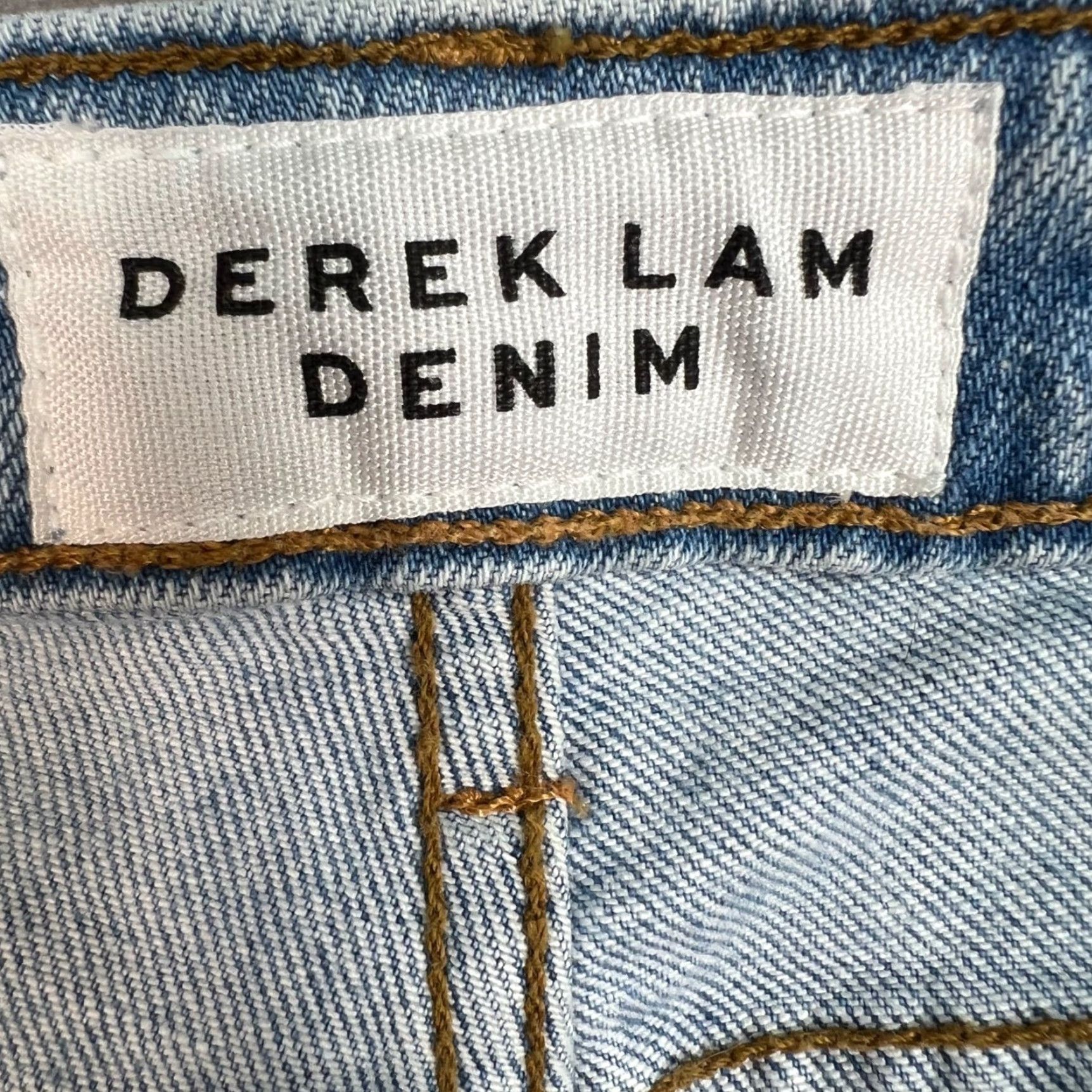 Vintage Derek Lam Womens Jeans Size 26 Tapered Leg Frayed Hem Blue Denim Size 26" / US 2 / IT 38 - 3 Thumbnail